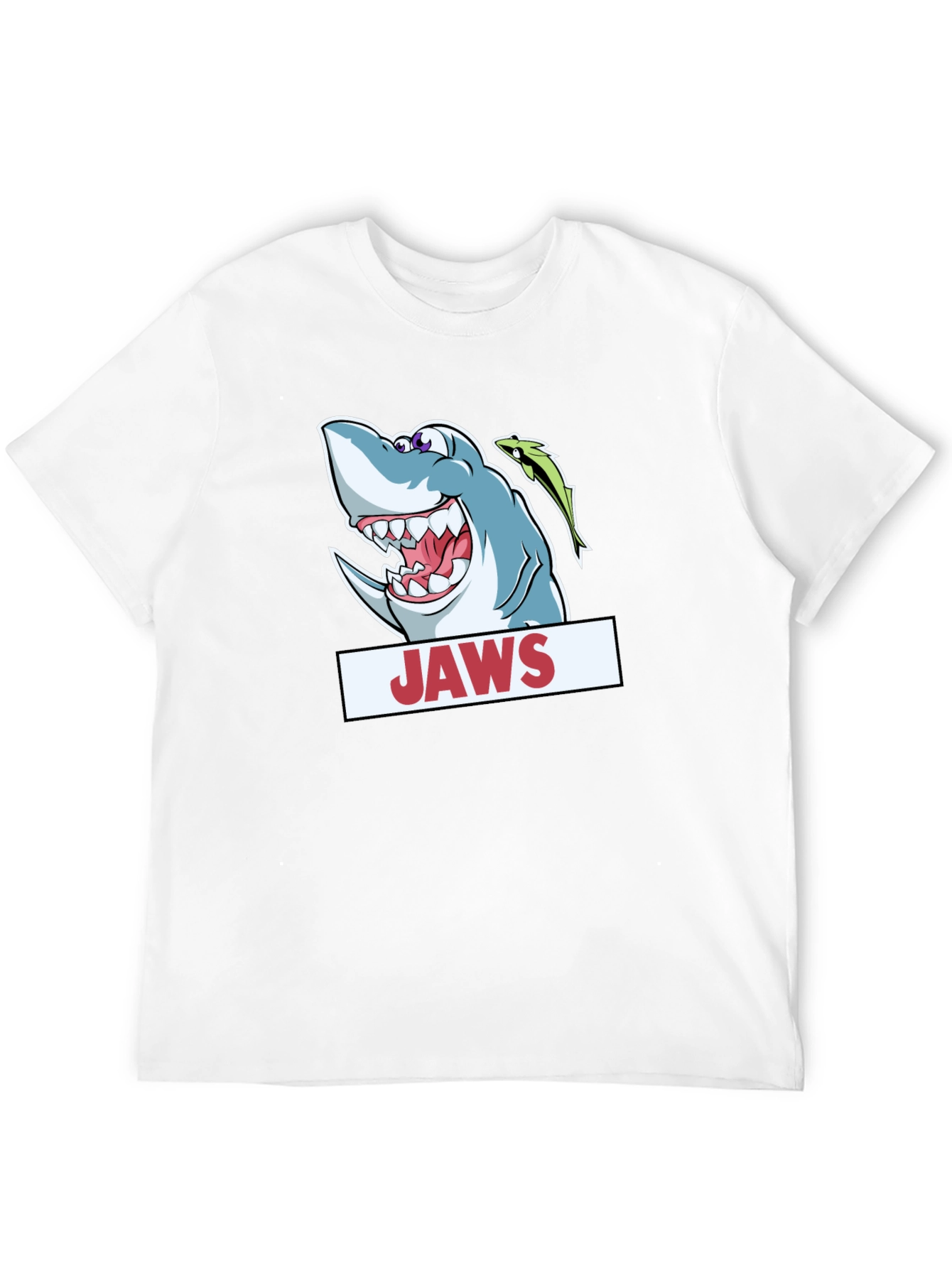 Jaws Cartoon Shark Black T-Shirt