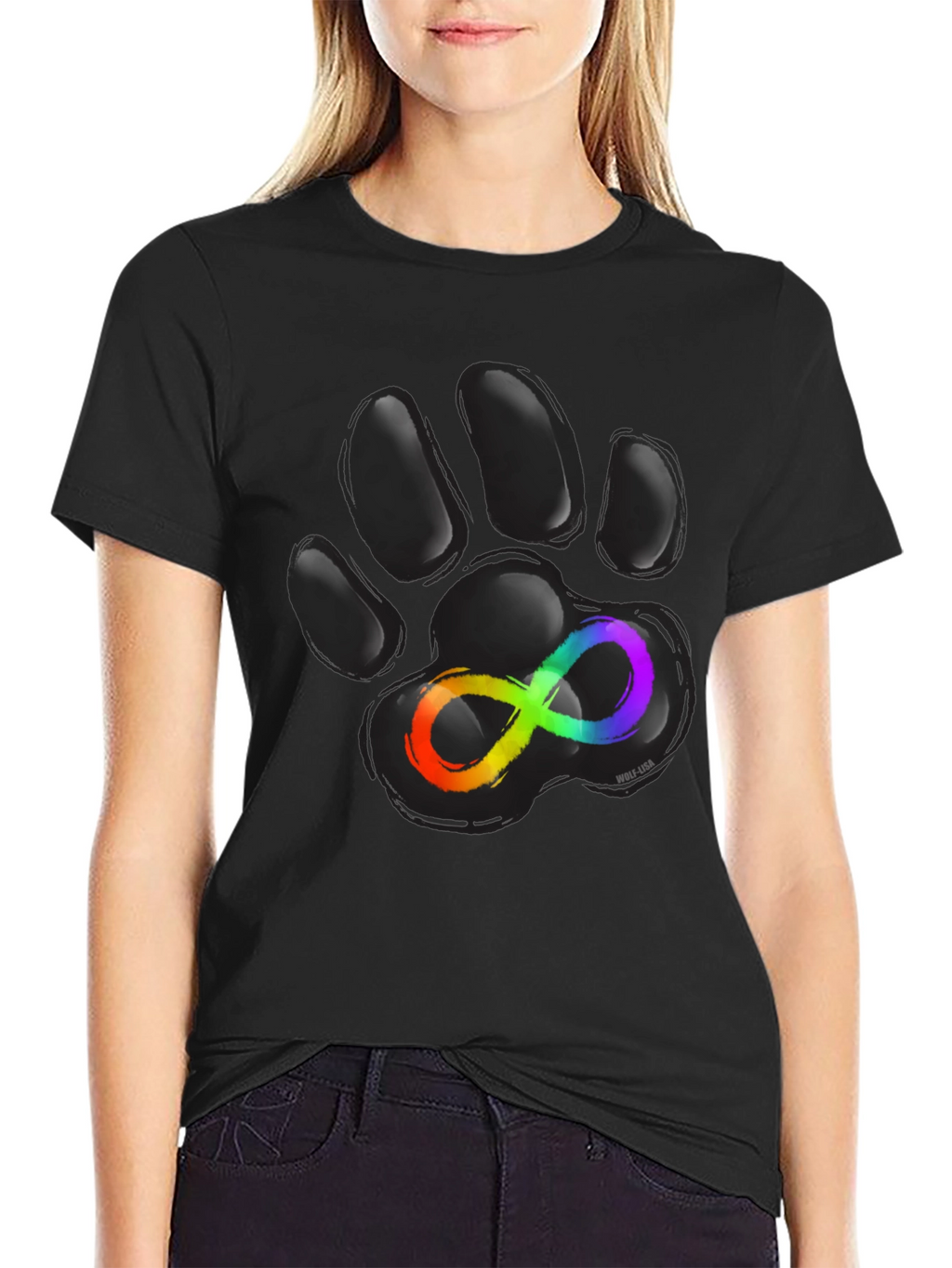 Autism Awareness Paw Print T-Shirt - Black