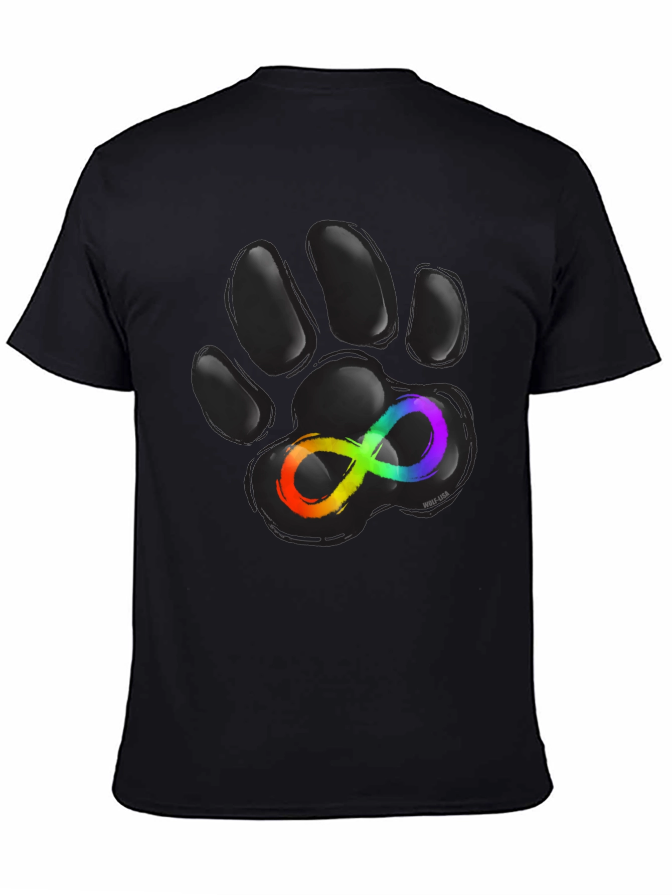 Autism Awareness Paw Print T-Shirt - Black