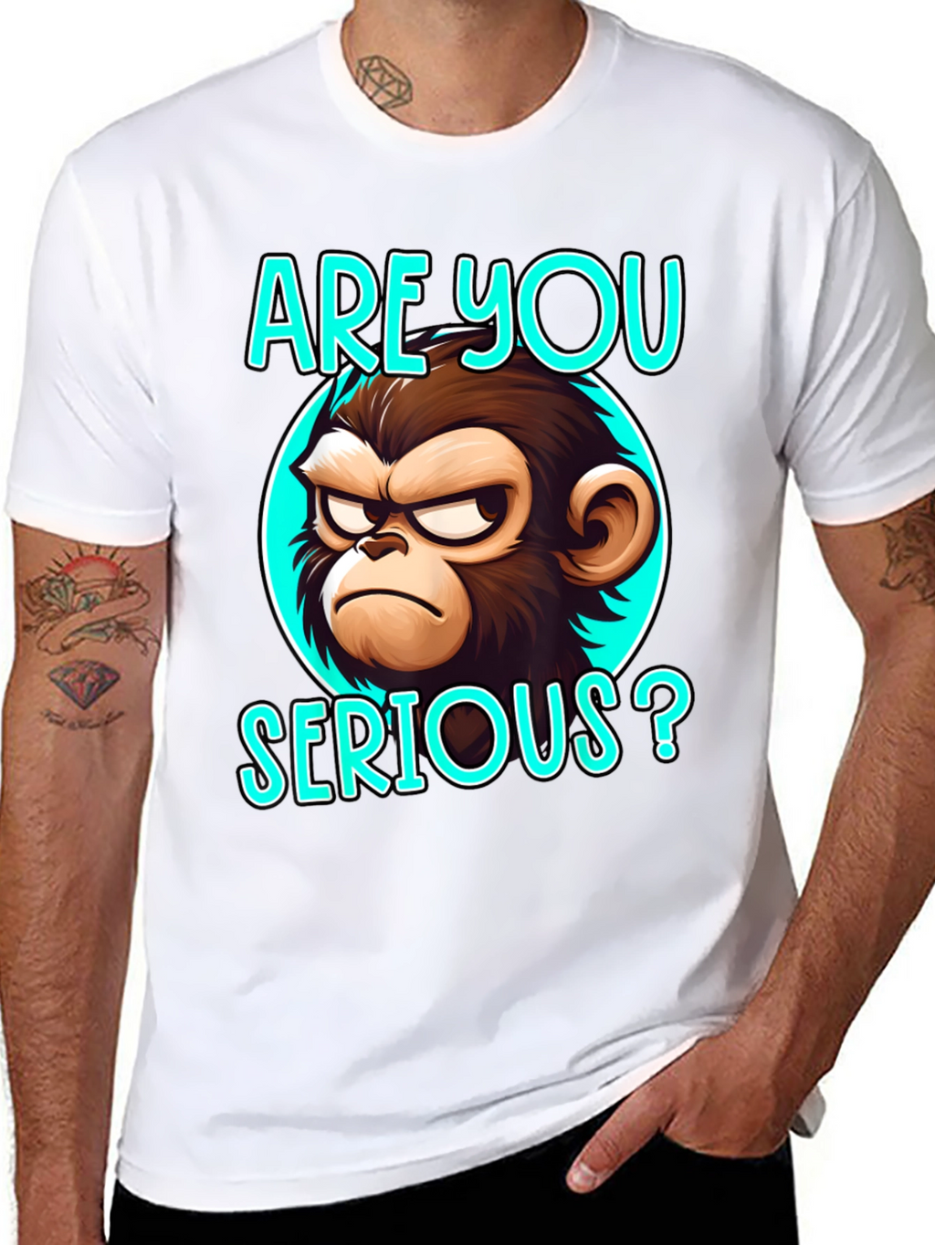 Funny Monkey Graphic T-Shirt - Are You Serious?