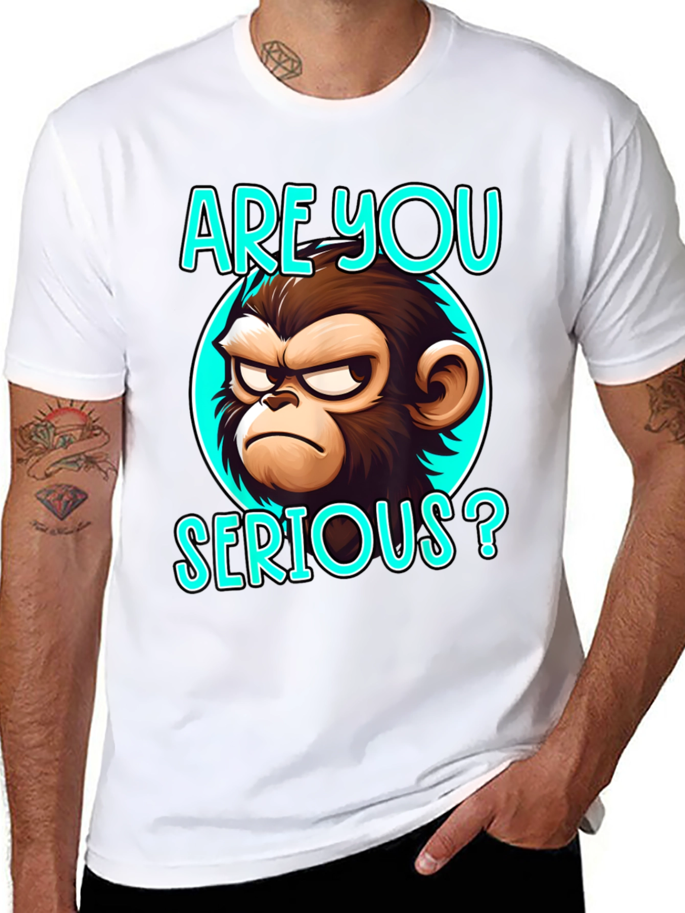 Funny Monkey Graphic T-Shirt - Are You Serious?