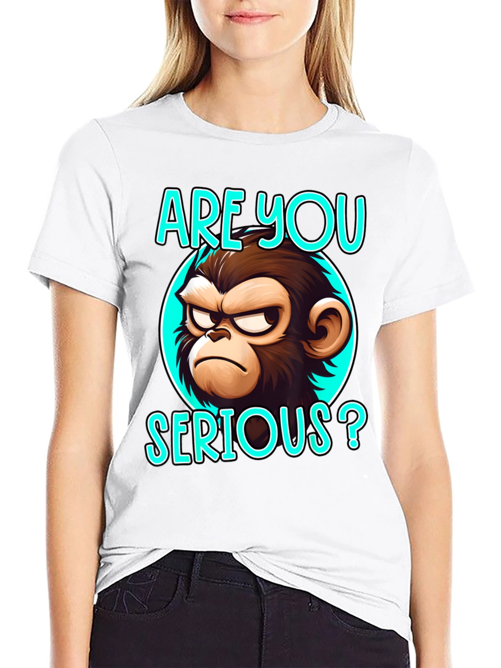 Funny Monkey Graphic T-Shirt - Are You Serious?
