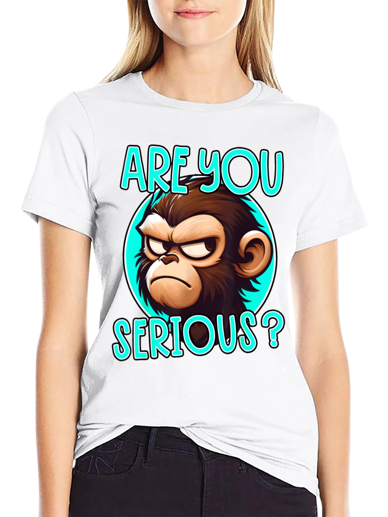 Funny Monkey Graphic T-Shirt - Are You Serious?