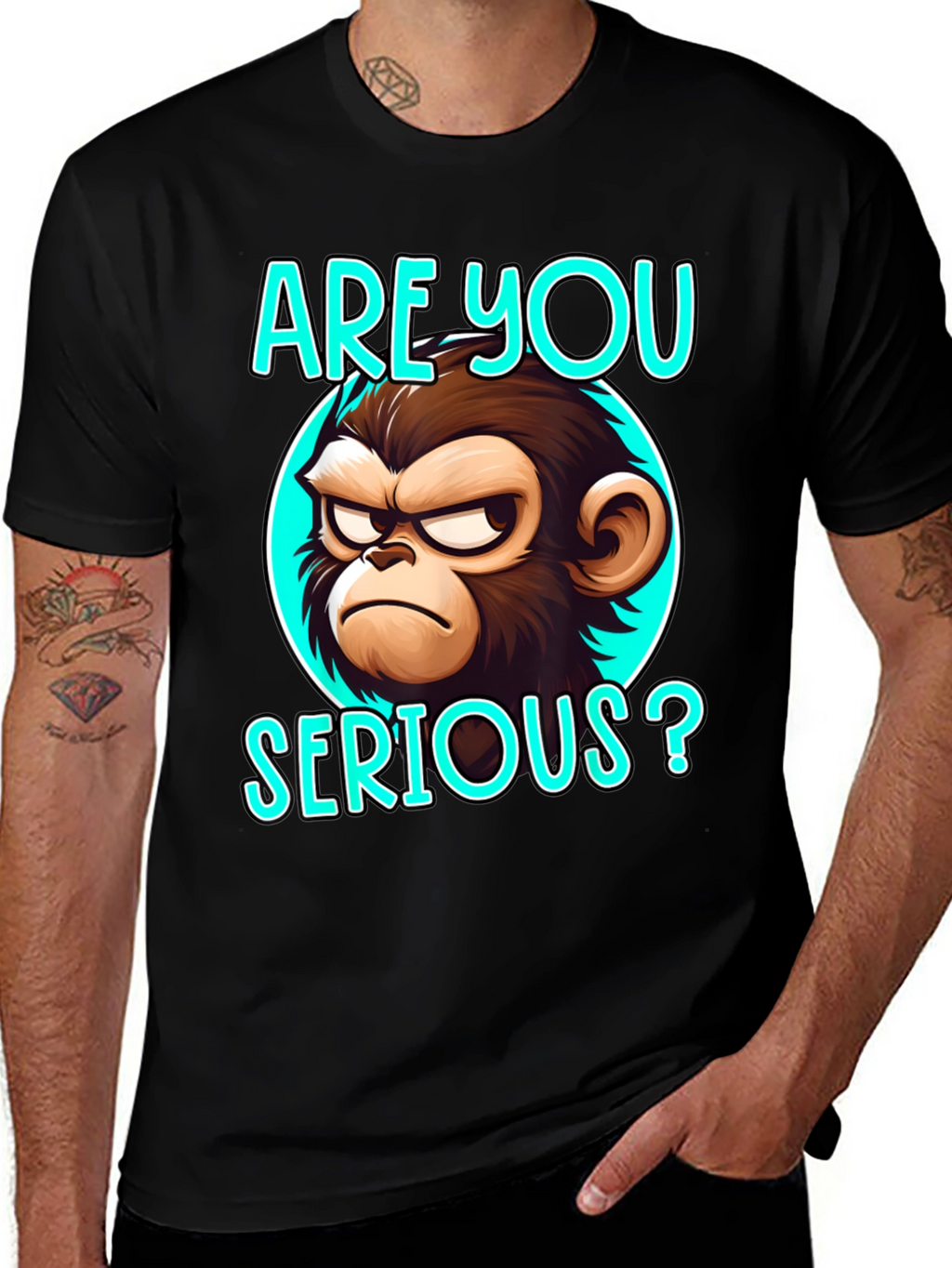 Funny Monkey Graphic T-Shirt - Are You Serious?