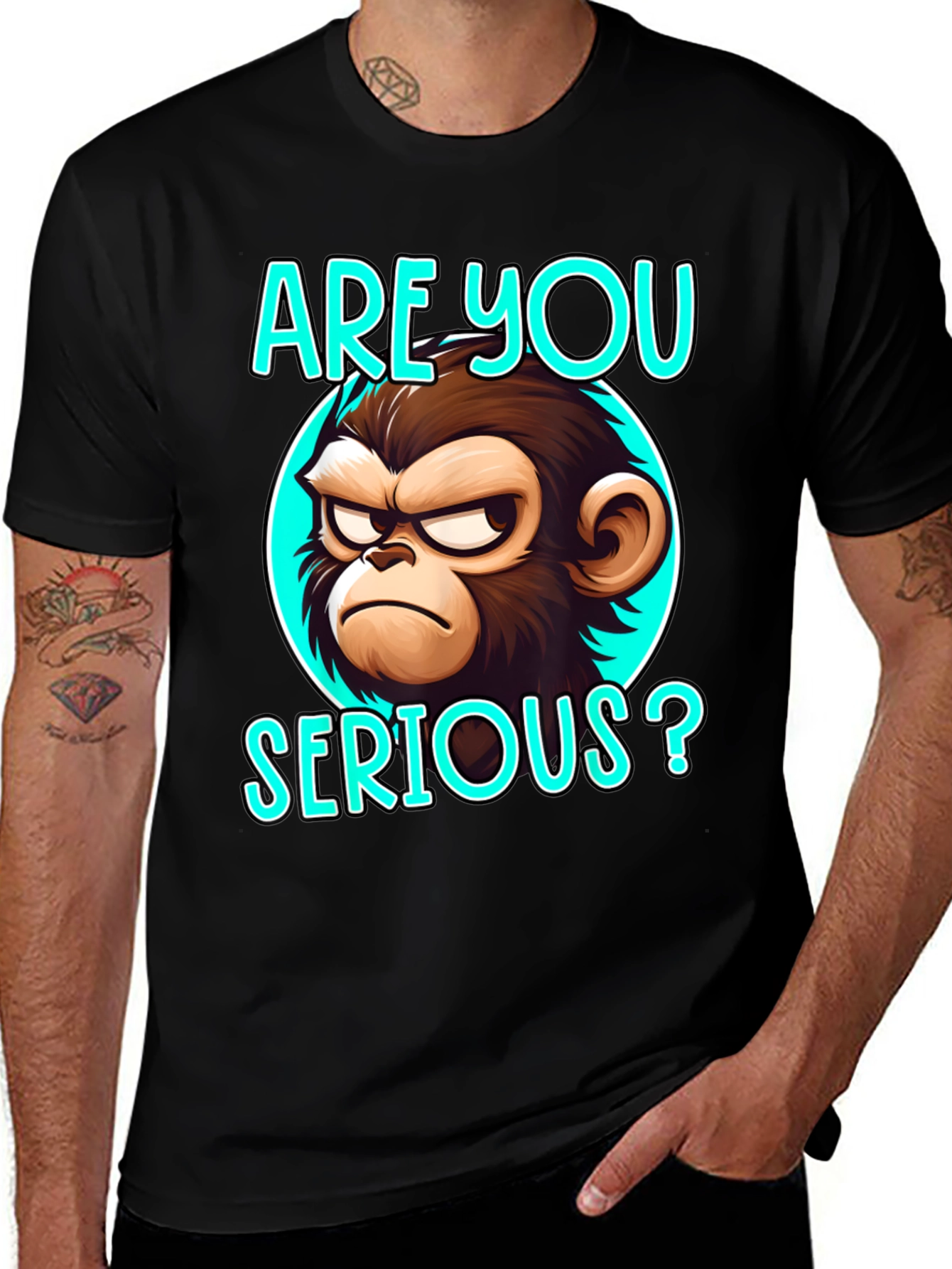 Funny Monkey Graphic T-Shirt - Are You Serious?
