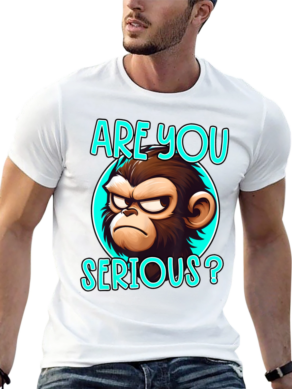 Funny Monkey Graphic T-Shirt - Are You Serious?