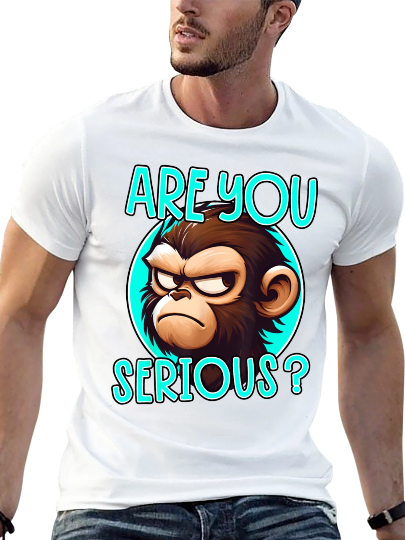 Funny Monkey Graphic T-Shirt - Are You Serious?