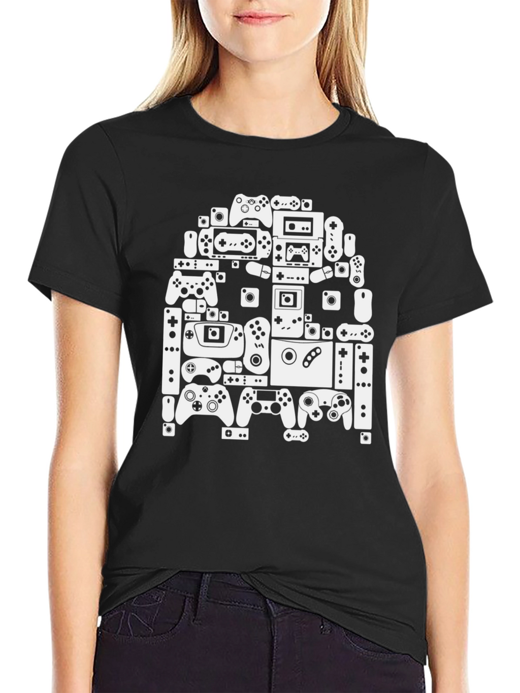 Video Game Controller Collage Black T-Shirt