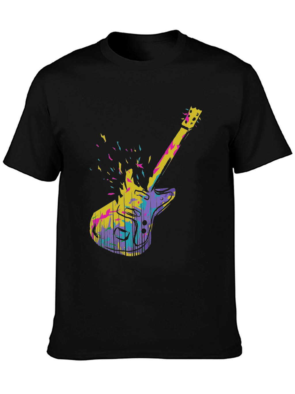 Abstract Electric Guitar Graphic Tee - Black