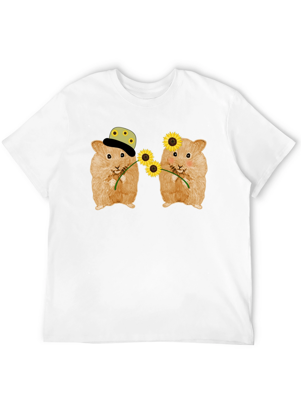 Hamster Sunflower Graphic T-Shirt - Cute Animal Tee