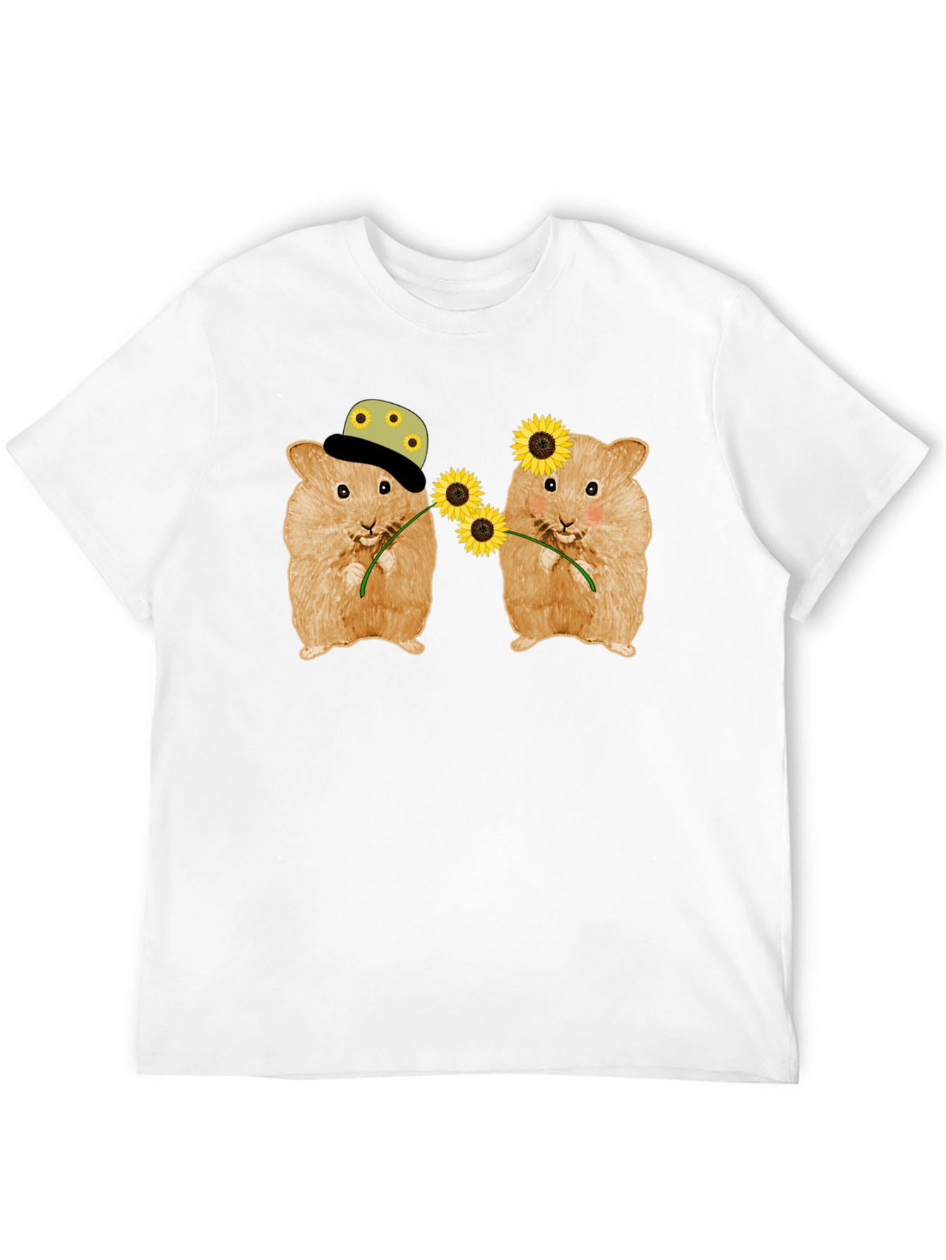 Hamster Sunflower Graphic T-Shirt - Cute Animal Tee