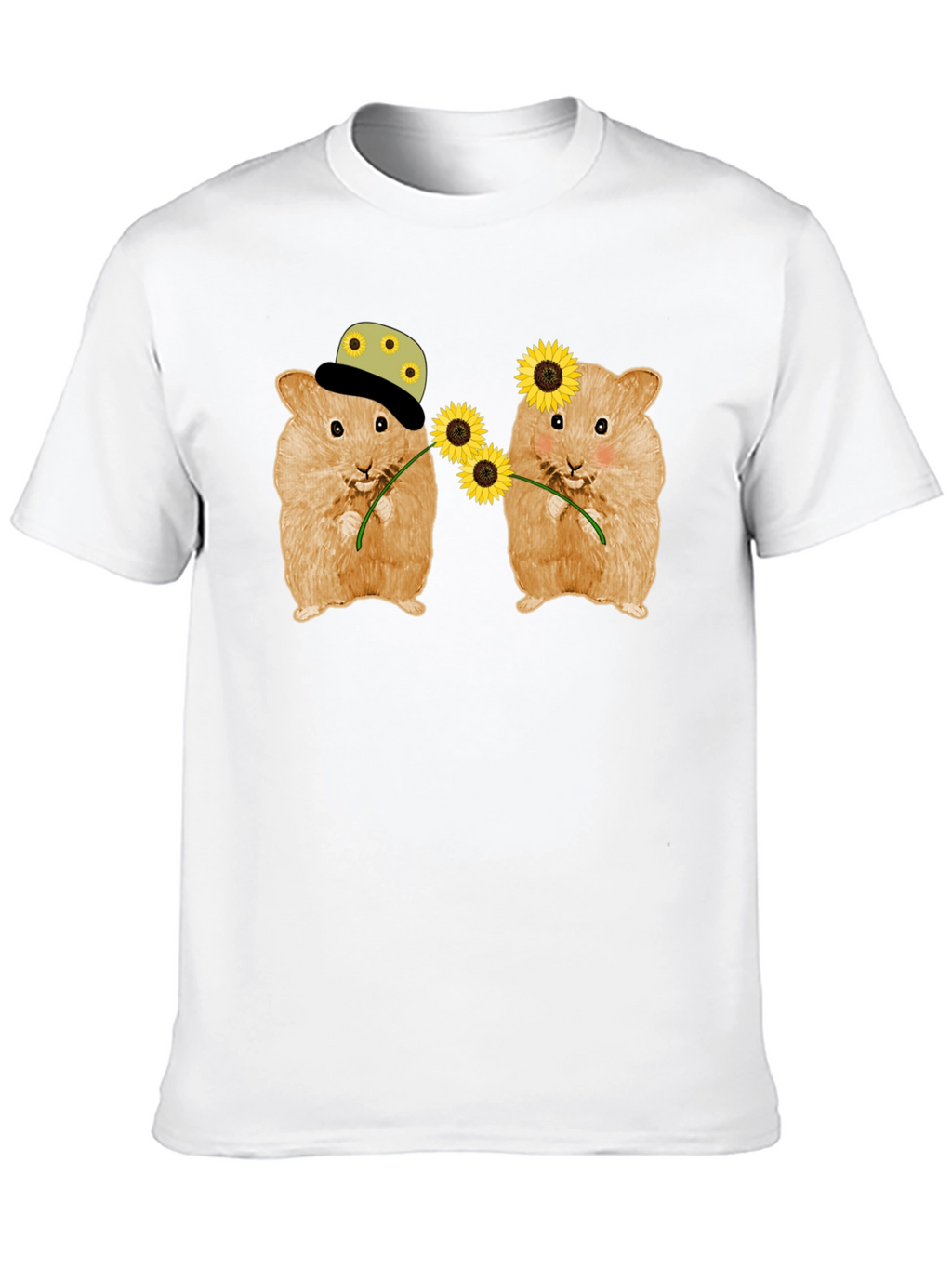 Hamster Sunflower Graphic T-Shirt - Cute Animal Tee