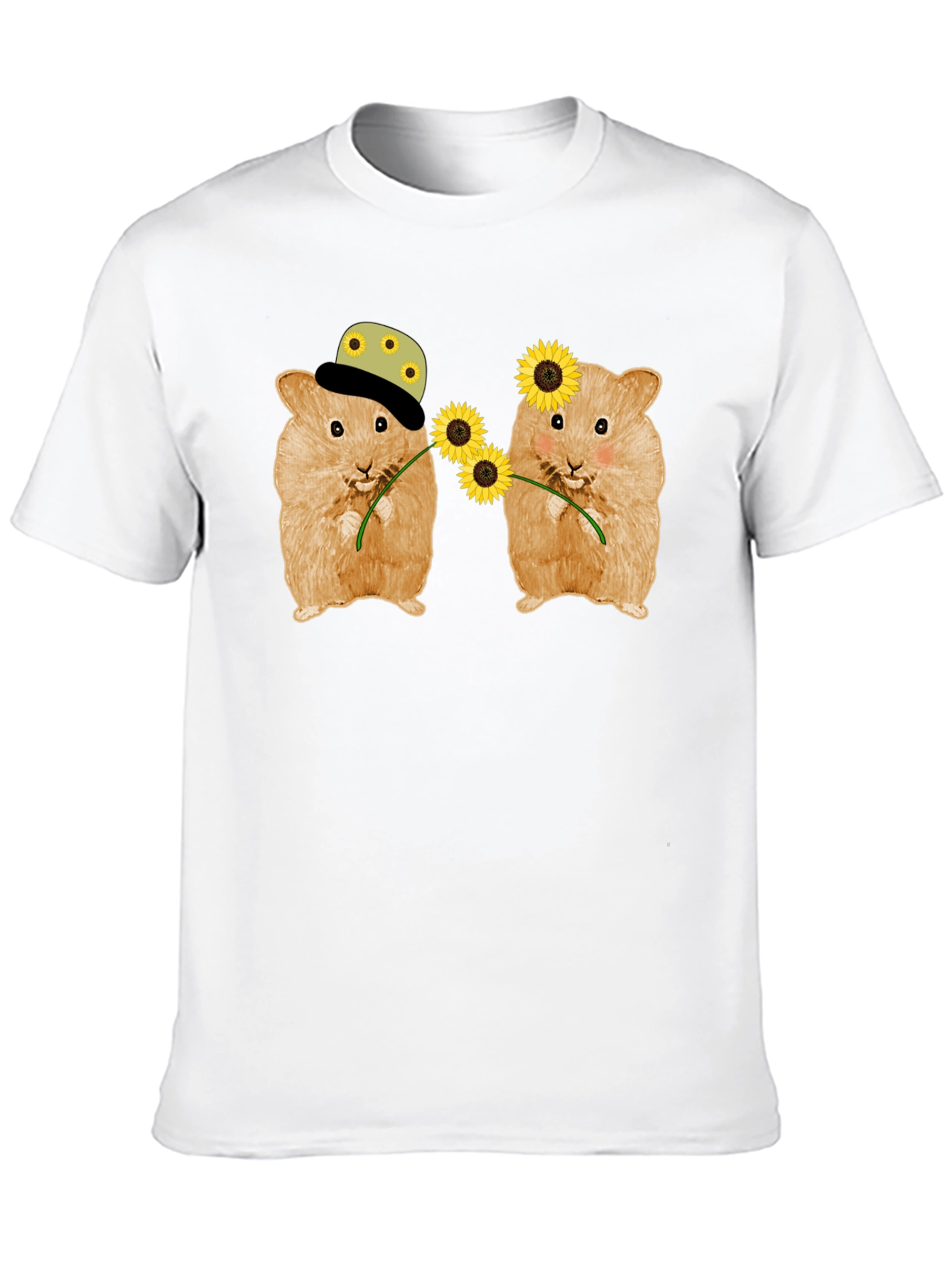 Hamster Sunflower Graphic T-Shirt - Cute Animal Tee