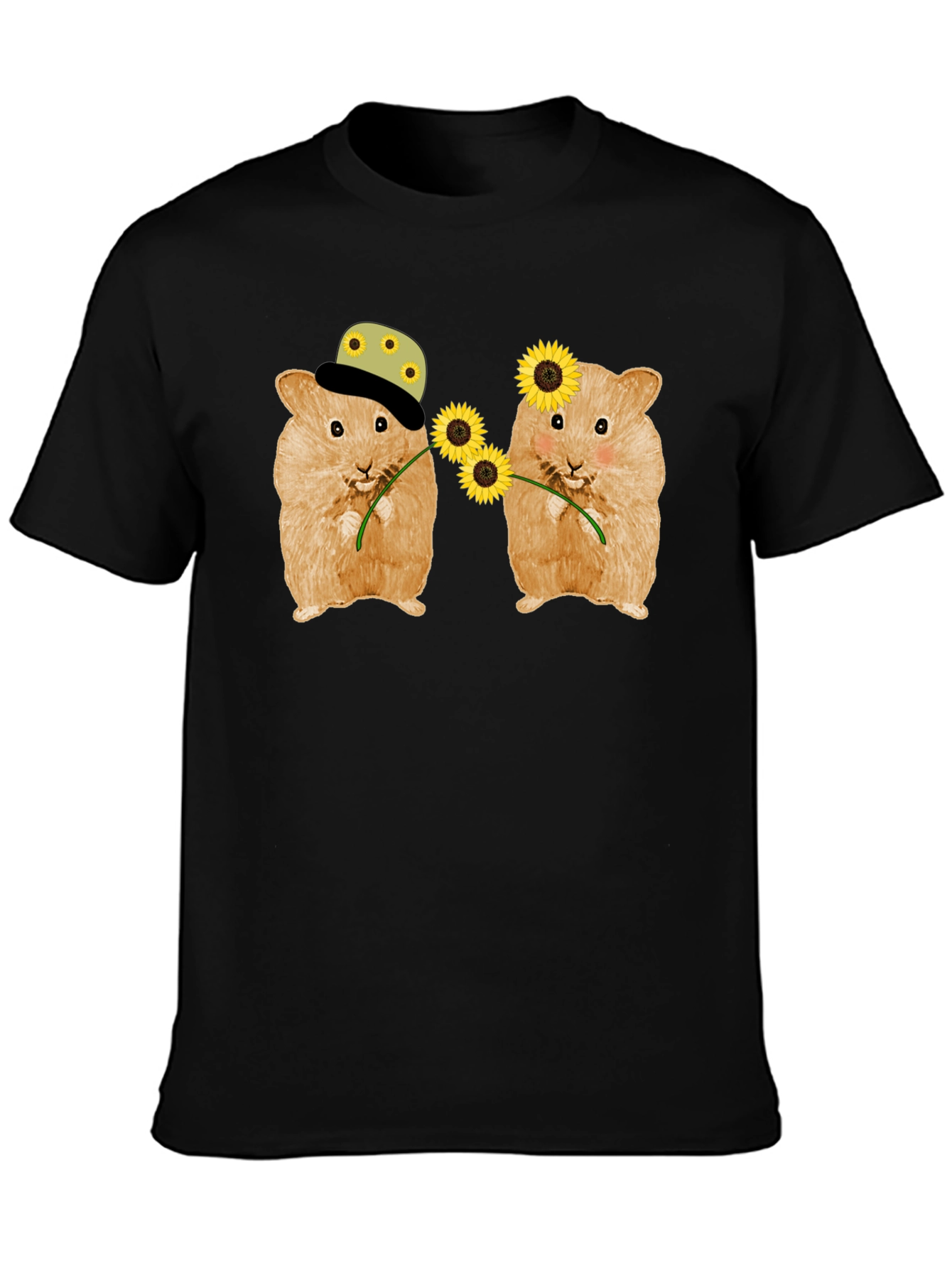 Hamster Sunflower Graphic T-Shirt - Cute Animal Tee