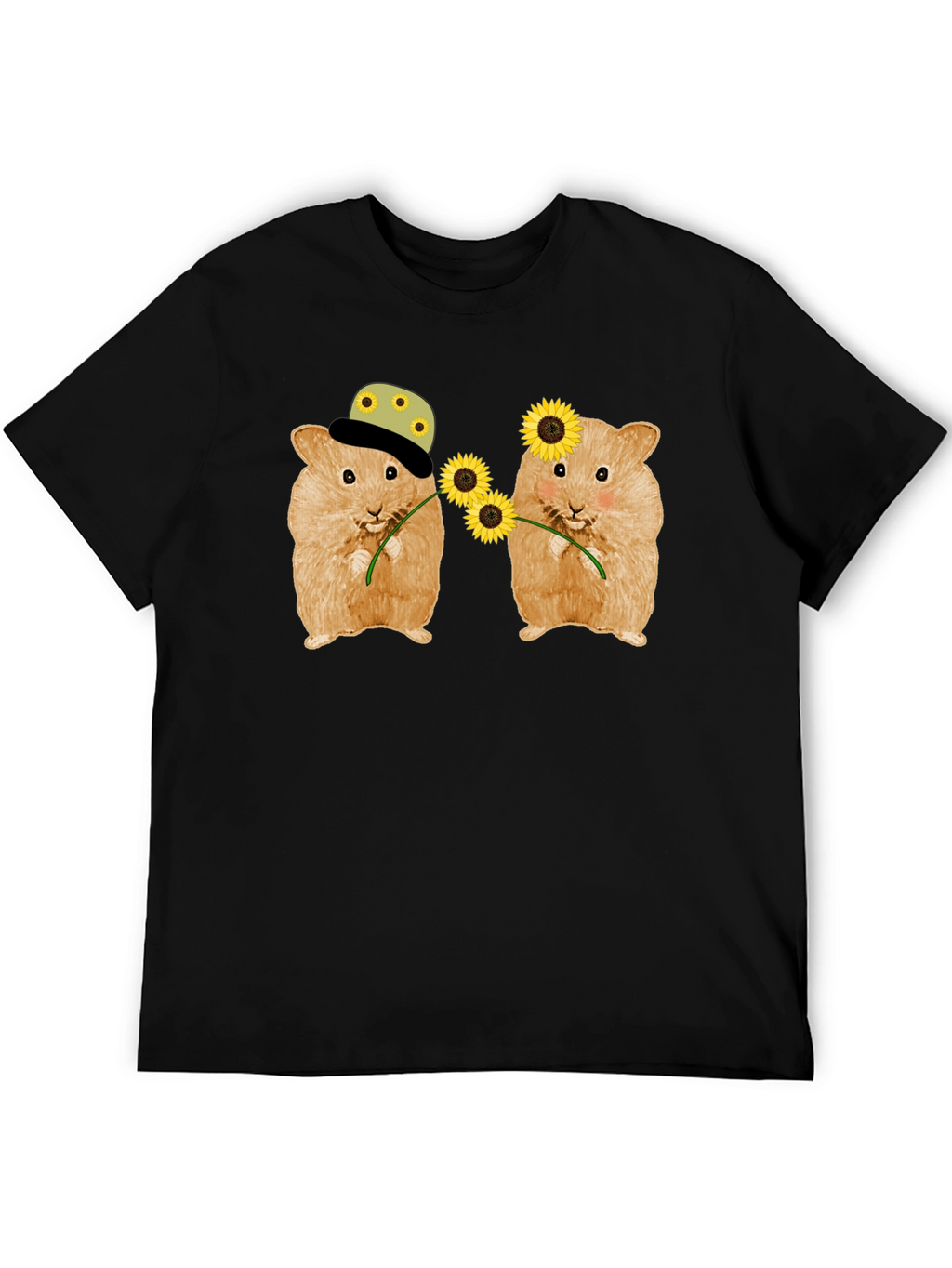 Hamster Sunflower Graphic T-Shirt - Cute Animal Tee