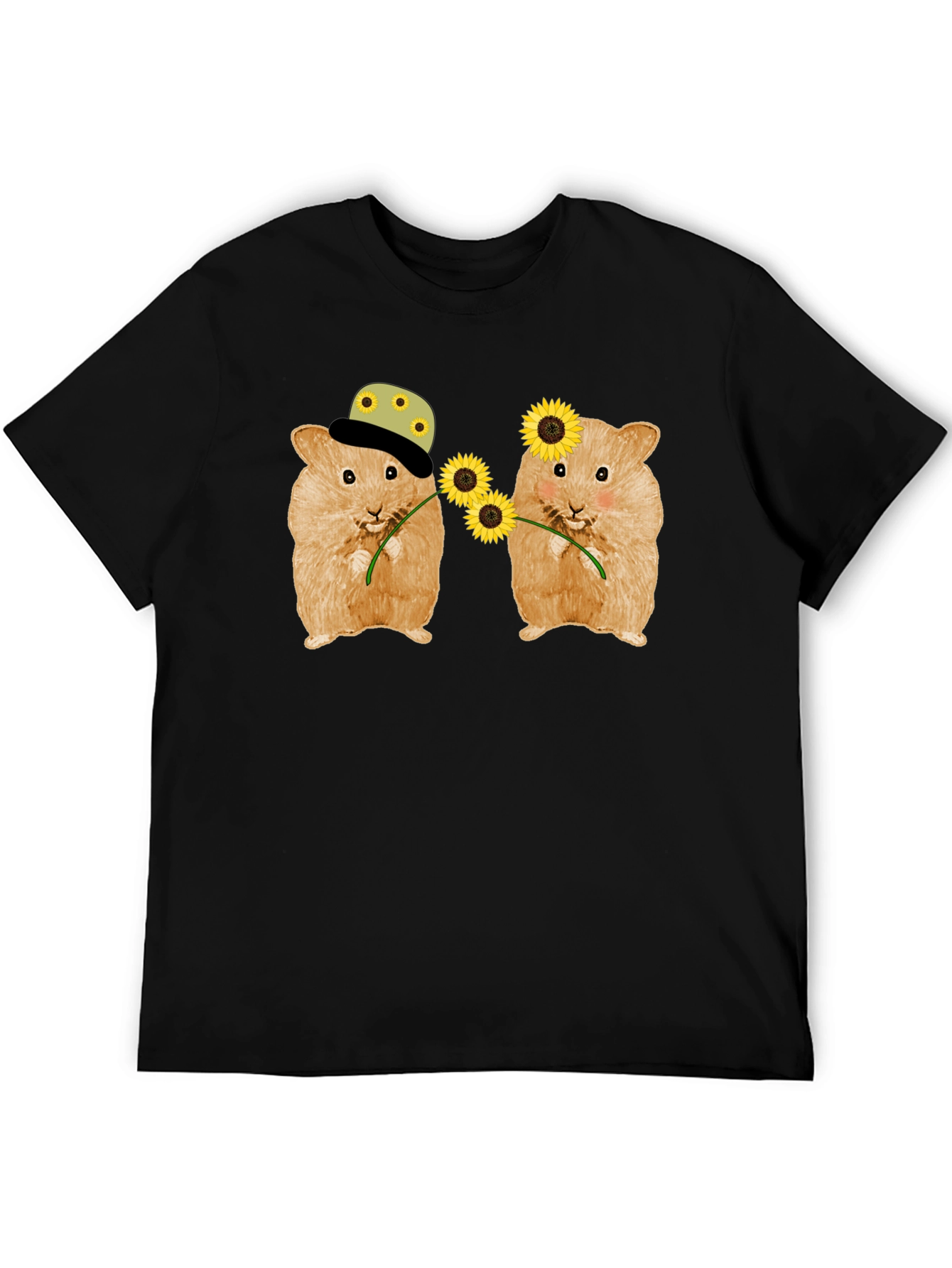 Hamster Sunflower Graphic T-Shirt - Cute Animal Tee