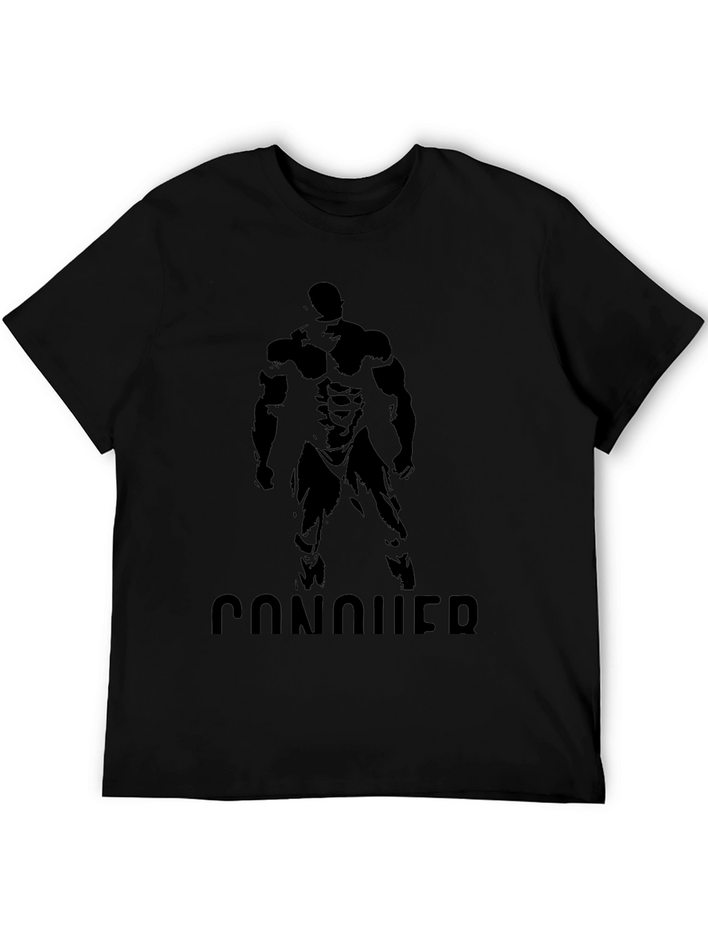 Conquer Black Graphic Print Muscle Fit T-Shirt