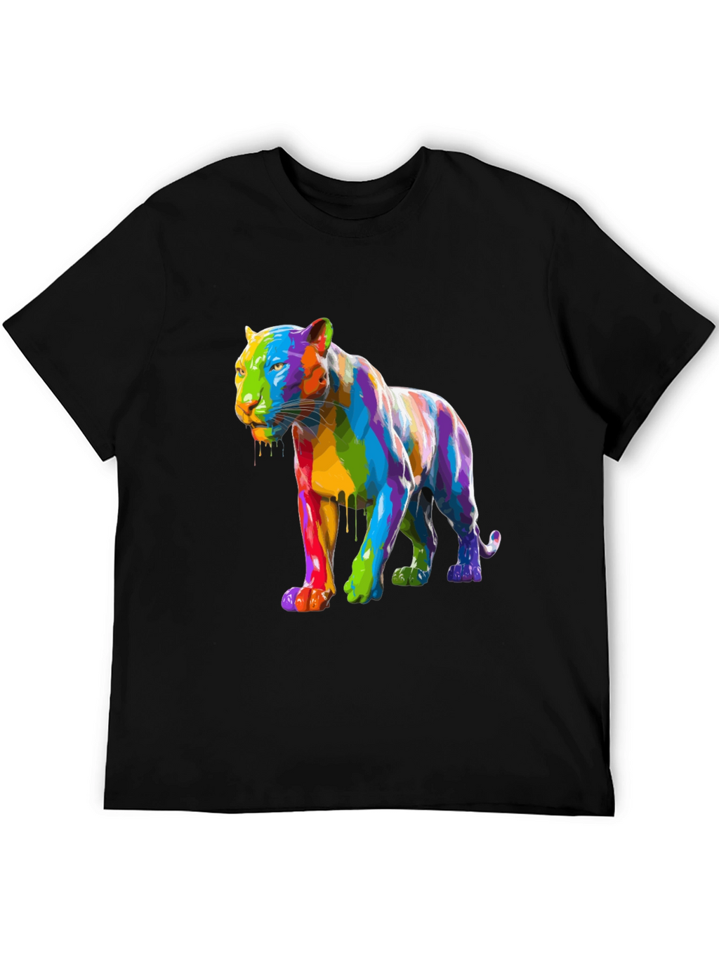 Rainbow Panther Graphic Tee - Mens Black T-Shirt