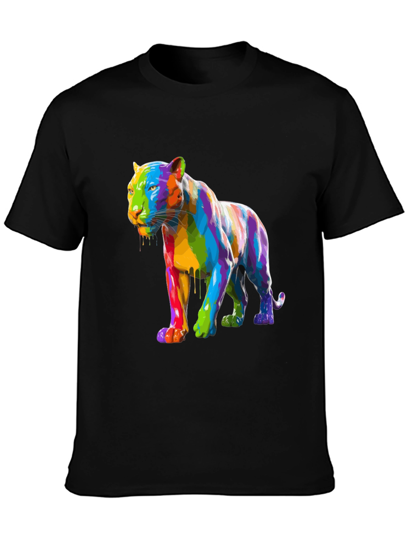 Rainbow Panther Graphic Tee - Mens Black T-Shirt