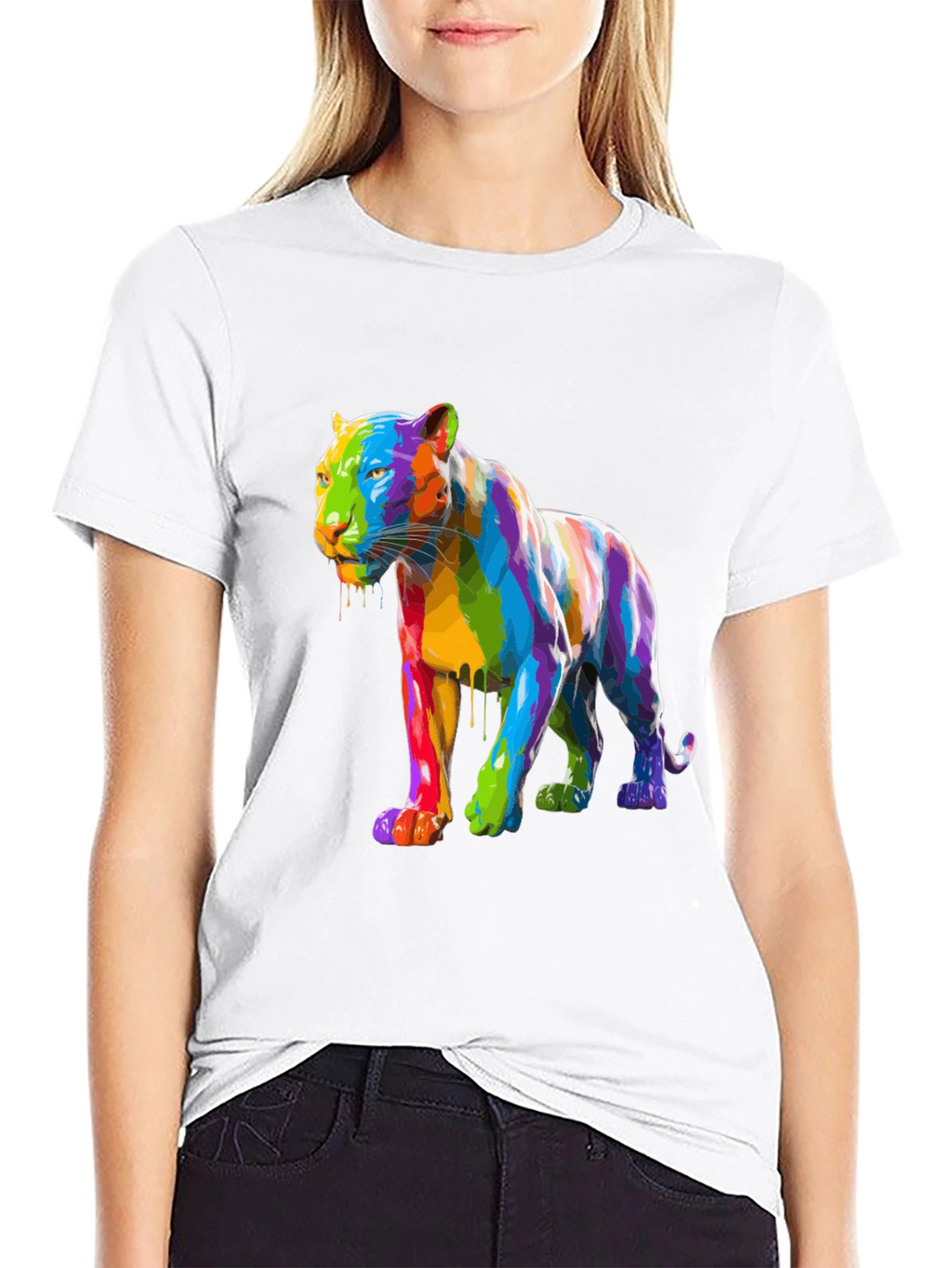 Rainbow Panther Graphic Tee - Mens Black T-Shirt