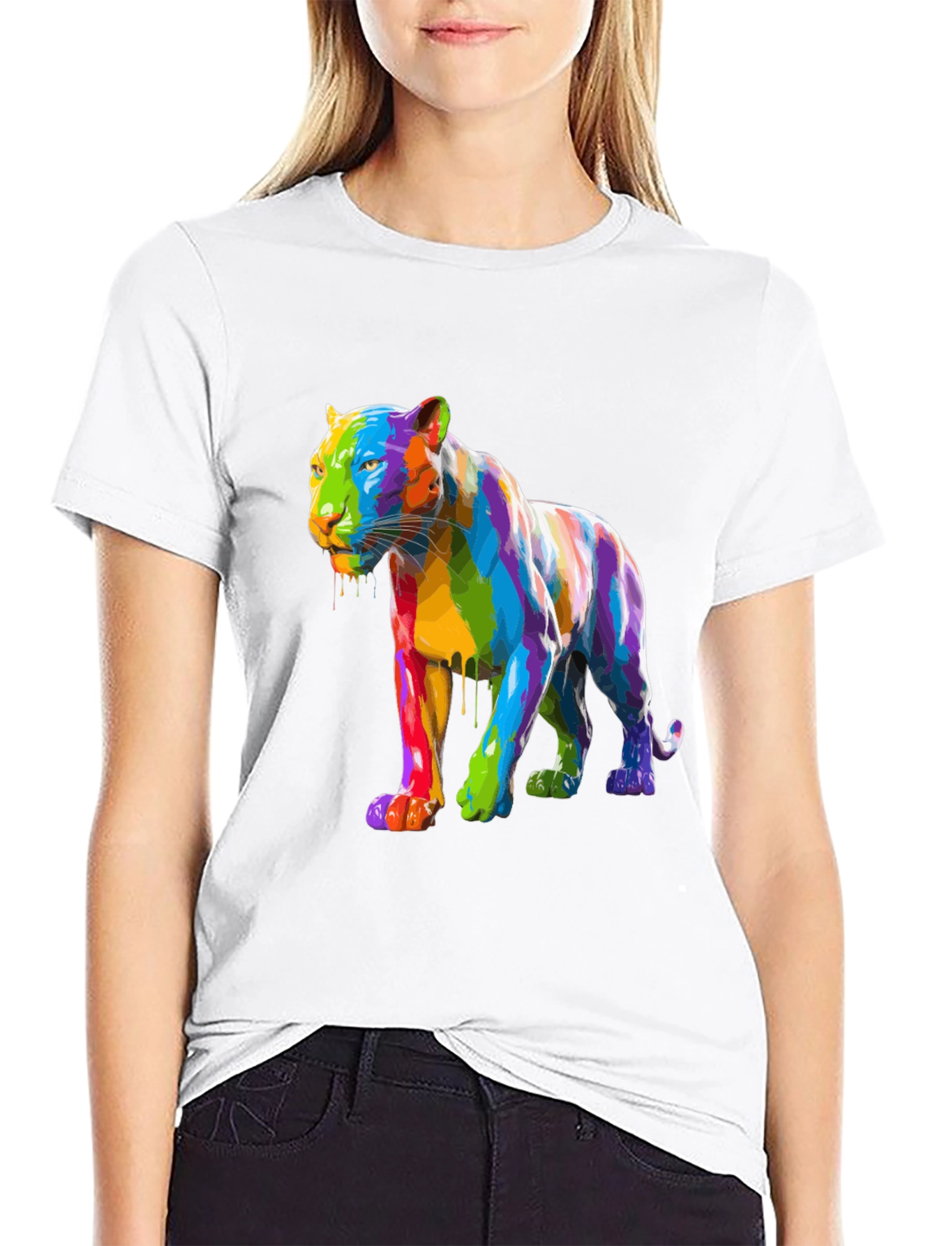 Rainbow Panther Graphic Tee - Mens Black T-Shirt