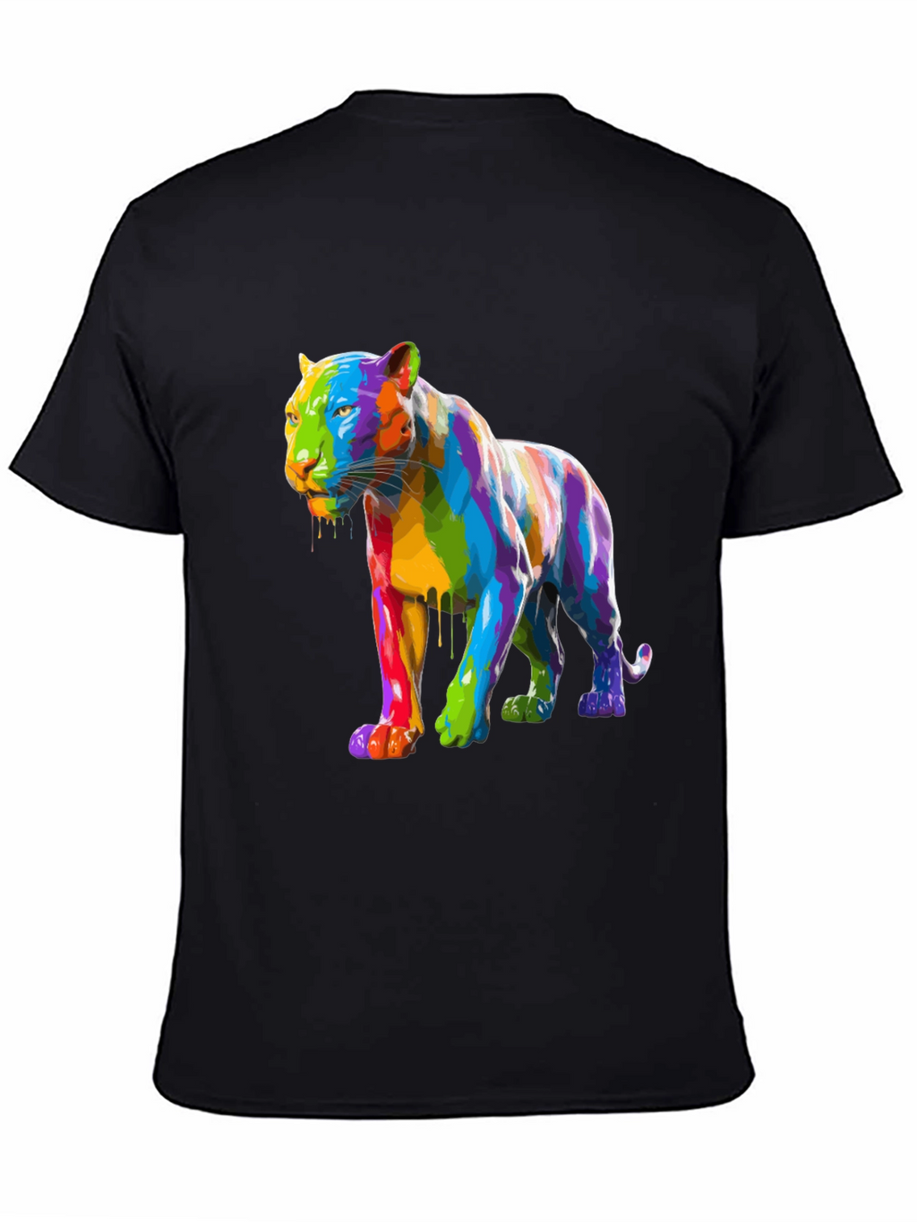Rainbow Panther Graphic Tee - Mens Black T-Shirt