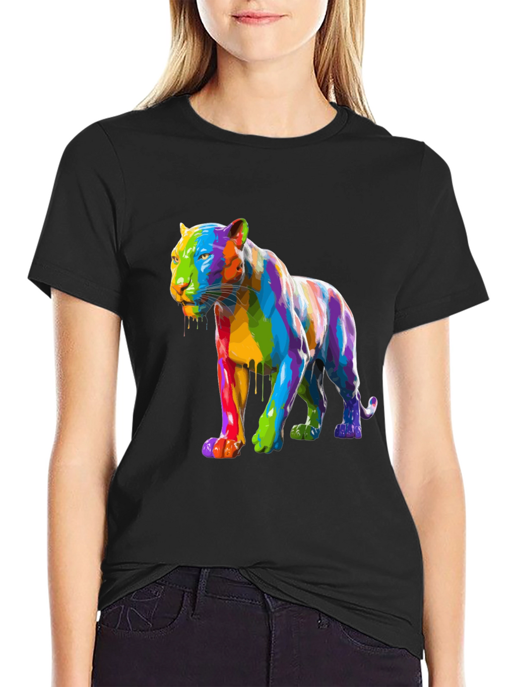 Rainbow Panther Graphic Tee - Mens Black T-Shirt