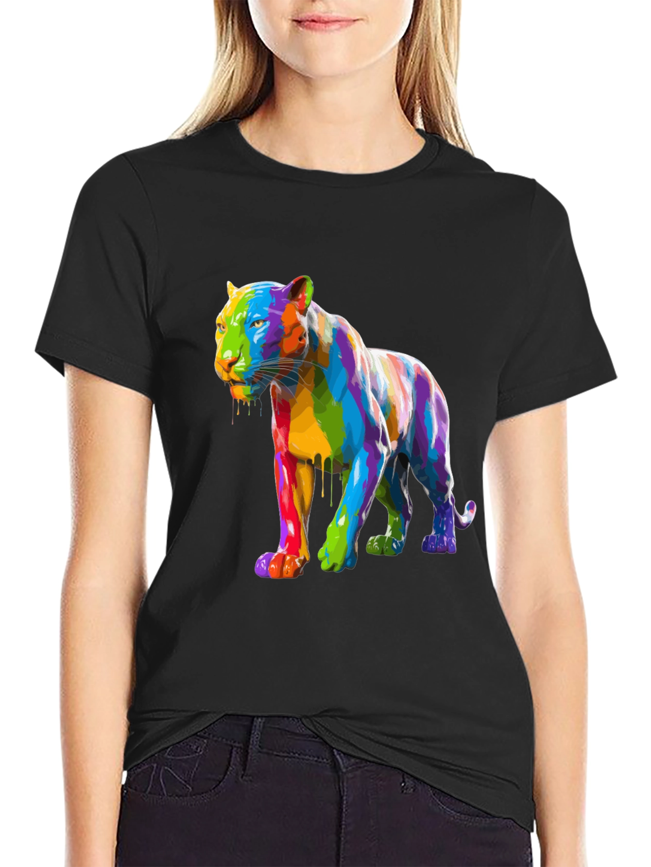 Rainbow Panther Graphic Tee - Mens Black T-Shirt