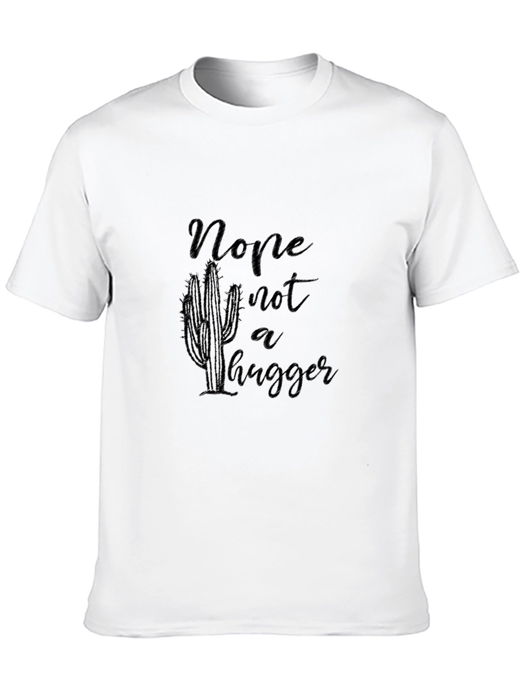 Nope Not a Hugger Cactus Graphic Black Tee Shirt