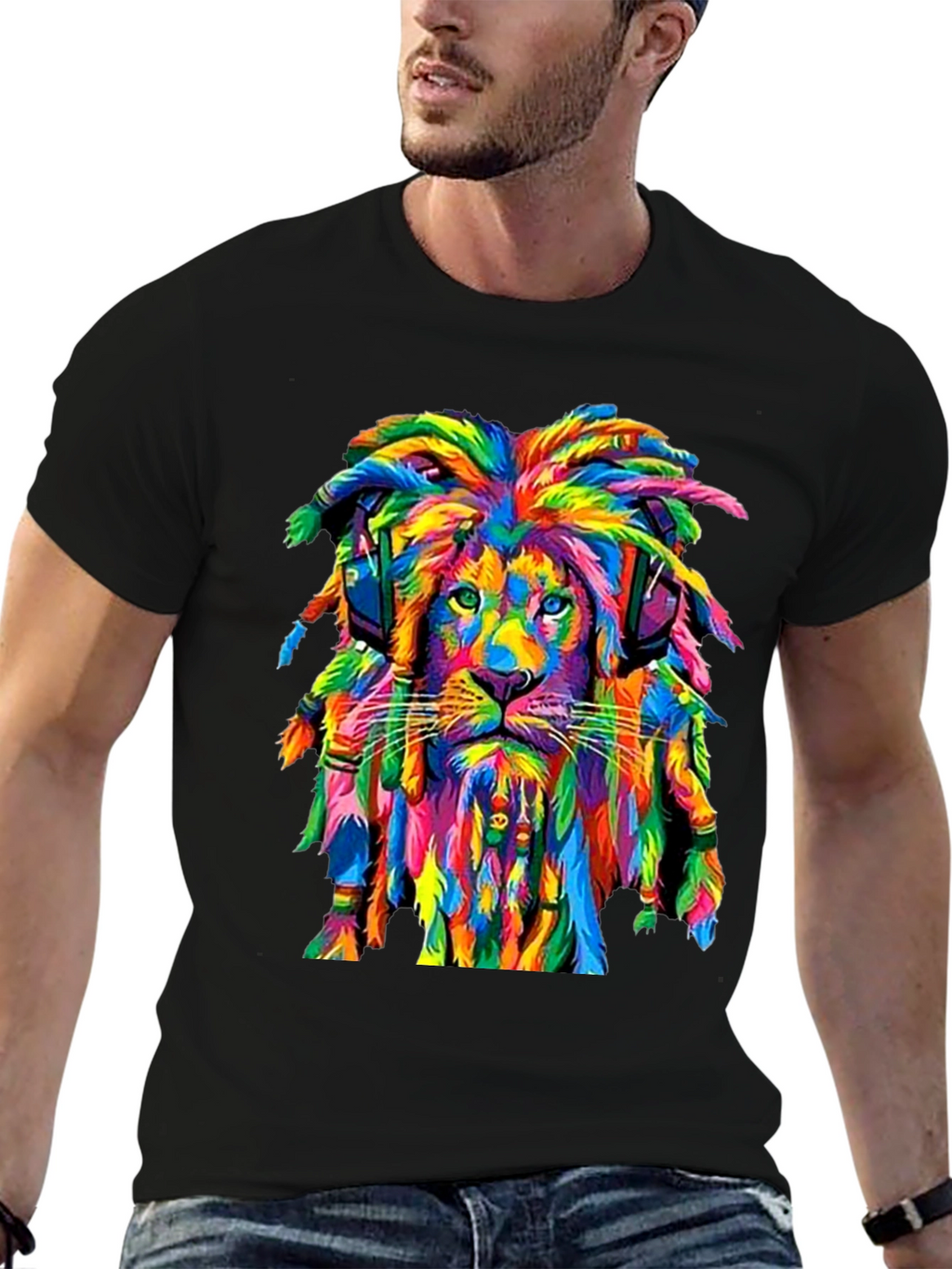 Rasta Lion Graphic Tee - Vivid Print T-Shirt