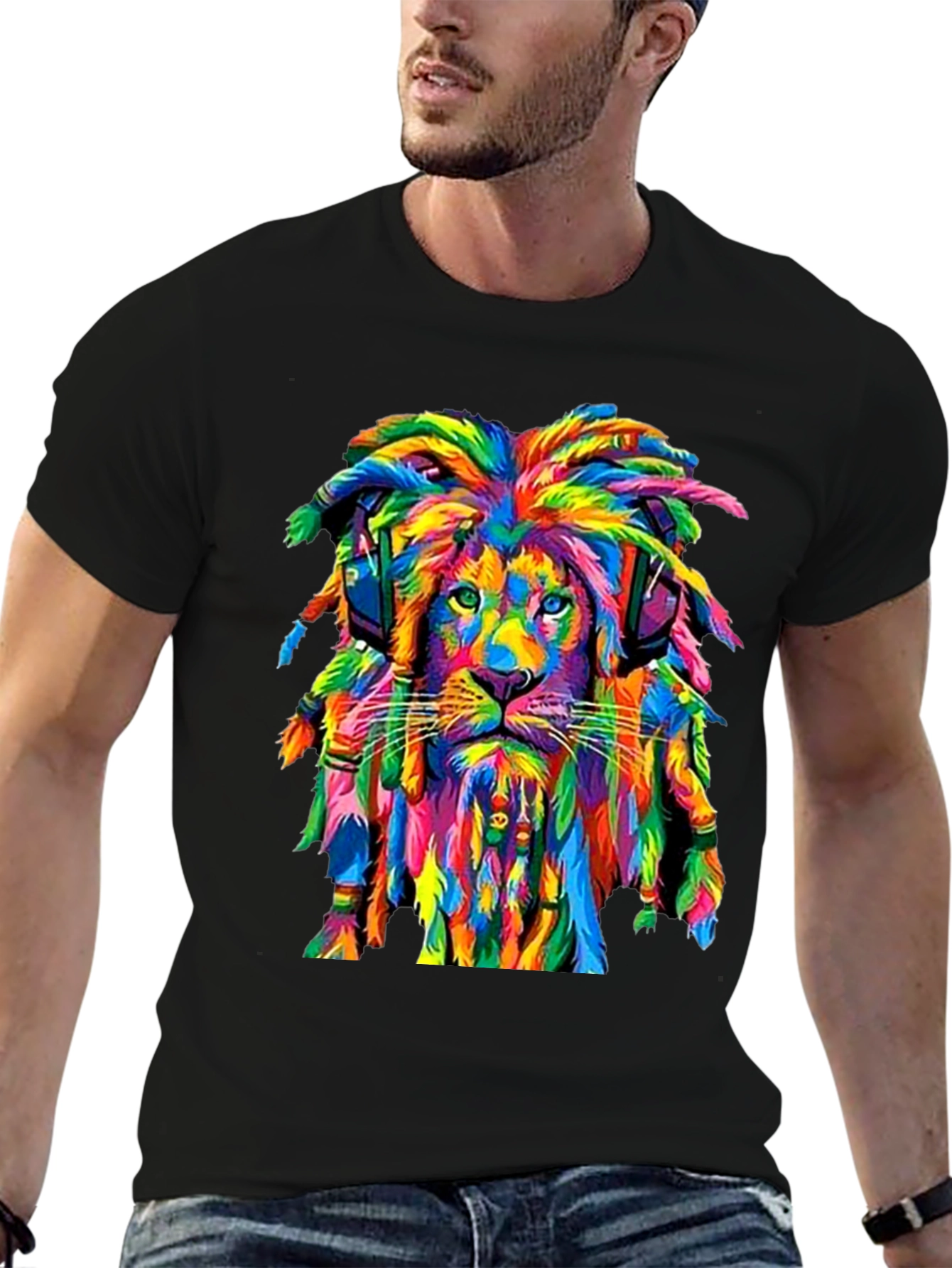 Rasta Lion Graphic Tee - Vivid Print T-Shirt