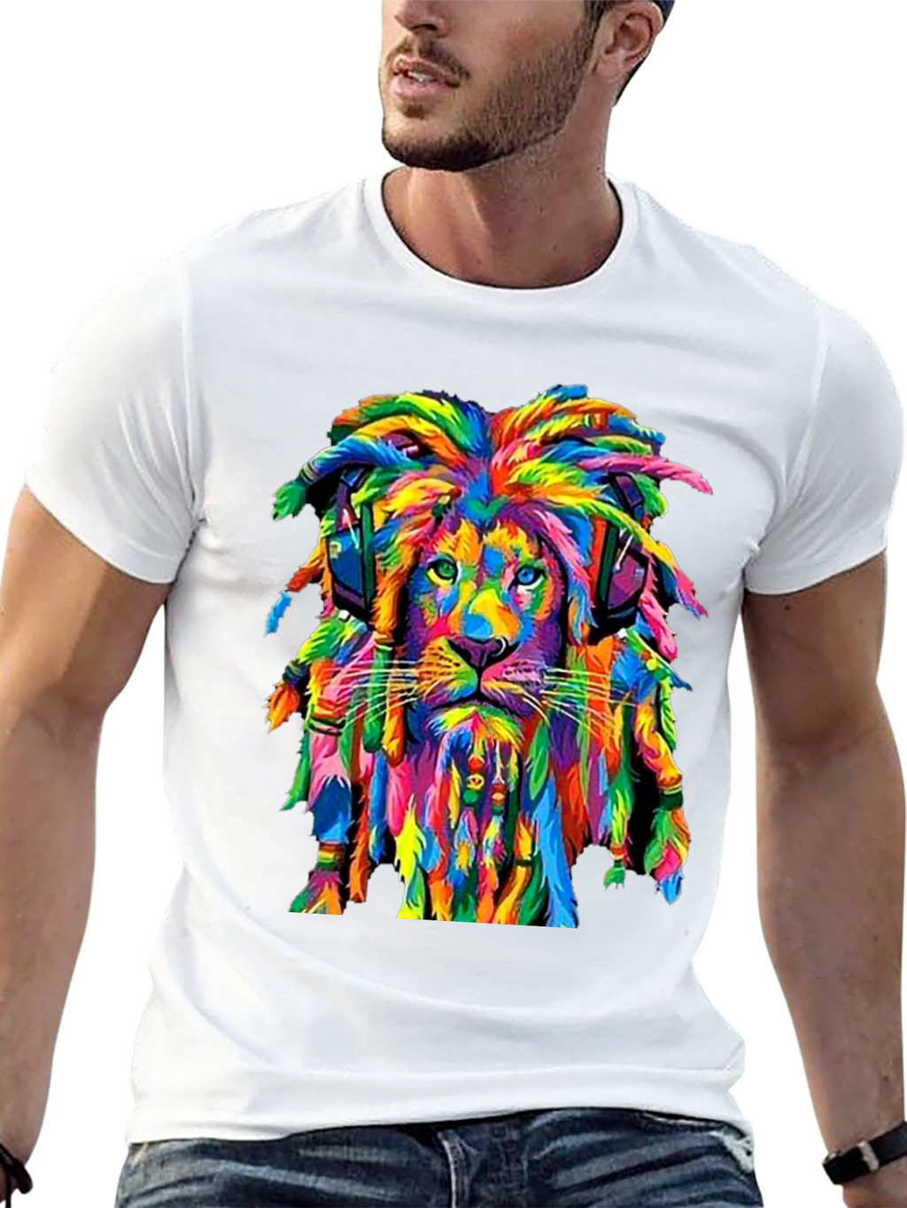 Rasta Lion Graphic Tee - Vivid Print T-Shirt