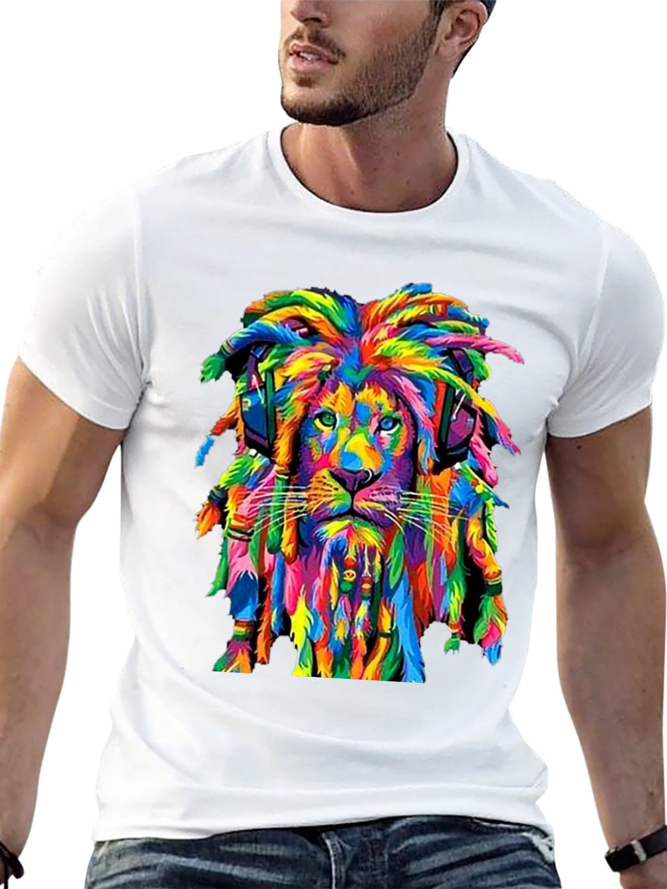 Rasta Lion Graphic Tee - Vivid Print T-Shirt