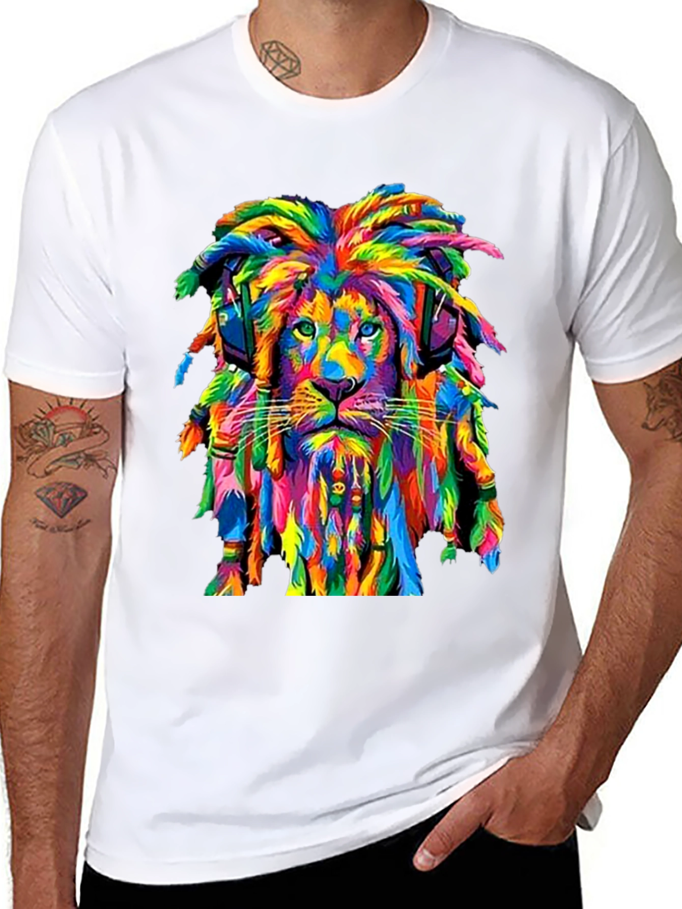 Rasta Lion Graphic Tee - Vivid Print T-Shirt