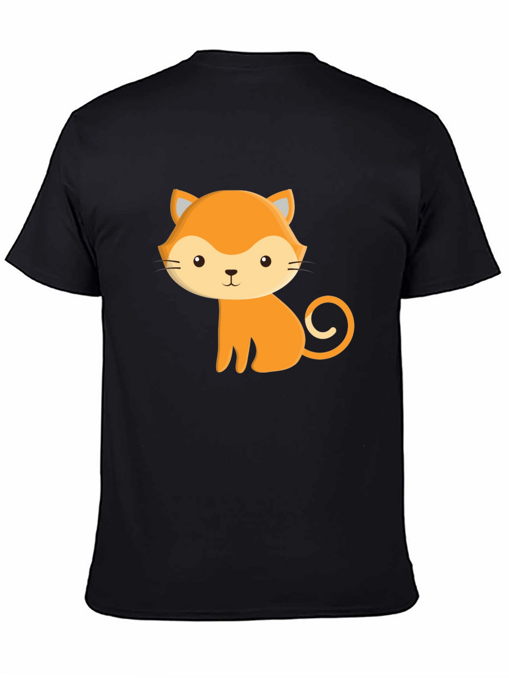 Cute Cartoon Cat Black T-Shirt