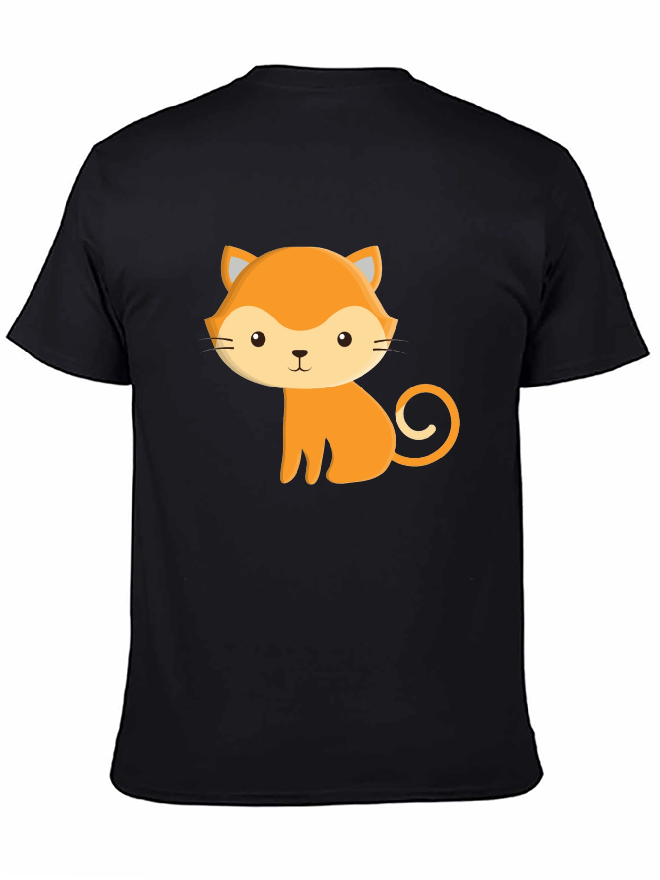 Cute Cartoon Cat Black T-Shirt