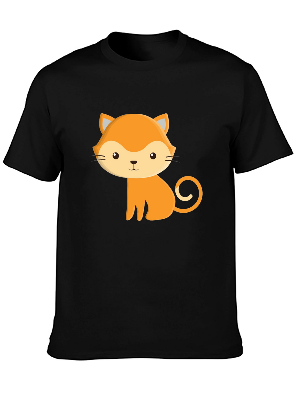 Cute Cartoon Cat Black T-Shirt