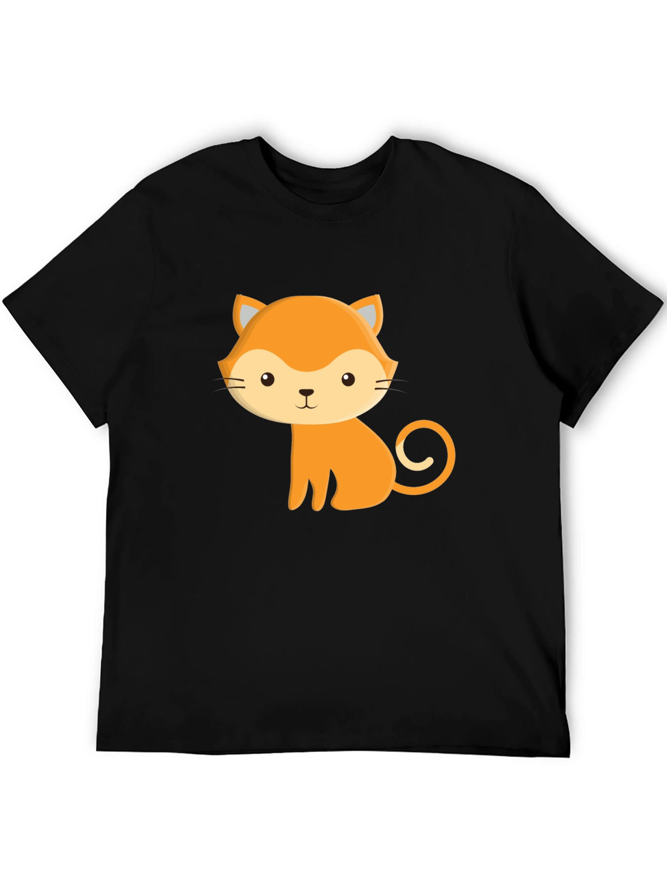 Cute Cartoon Cat Black T-Shirt