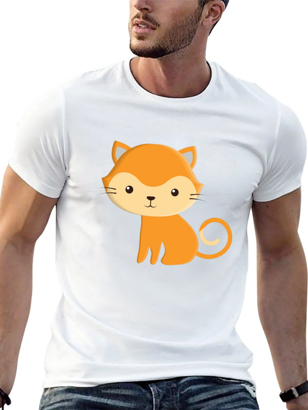Cute Cartoon Cat Black T-Shirt