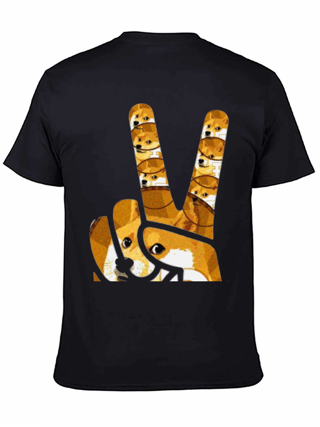 Doge Peace Sign Black T-Shirt