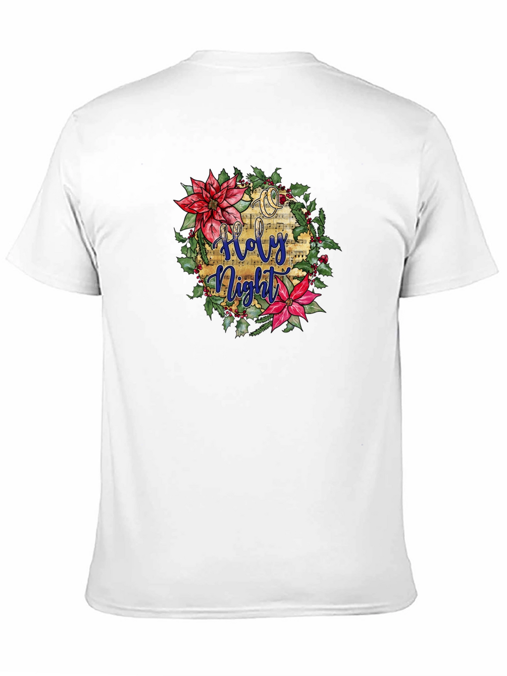 Holy Night Floral Wreath Black T-Shirt