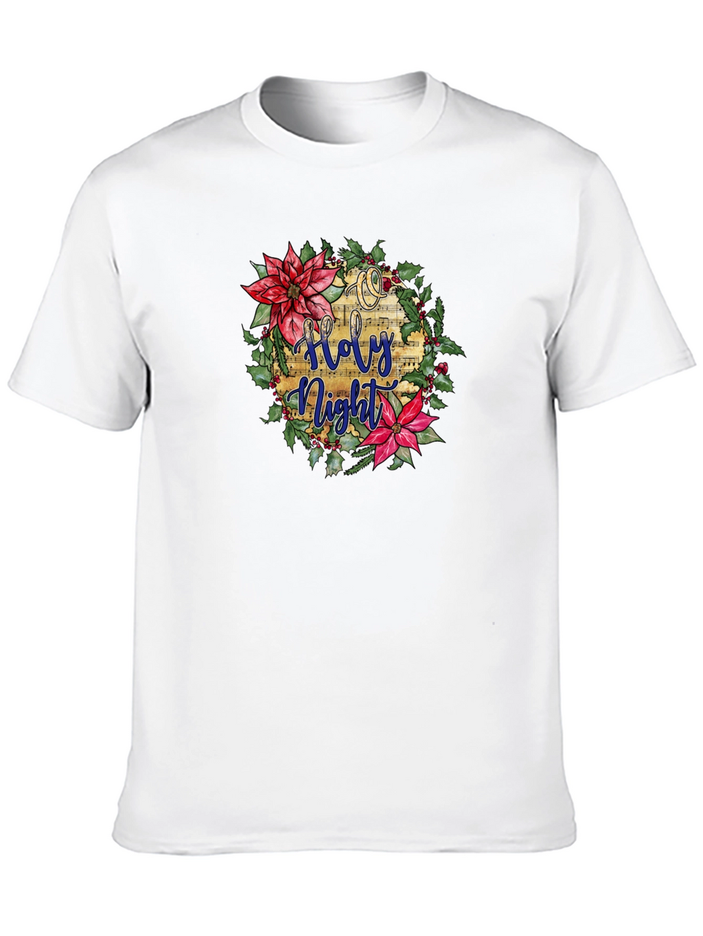 Holy Night Floral Wreath Black T-Shirt