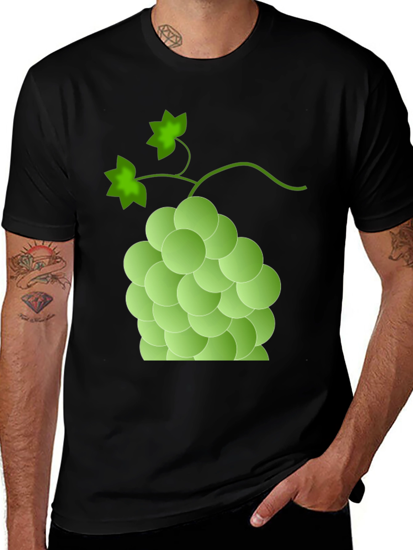 Green Grape Graphic T-Shirt - Casual Fruit Tee