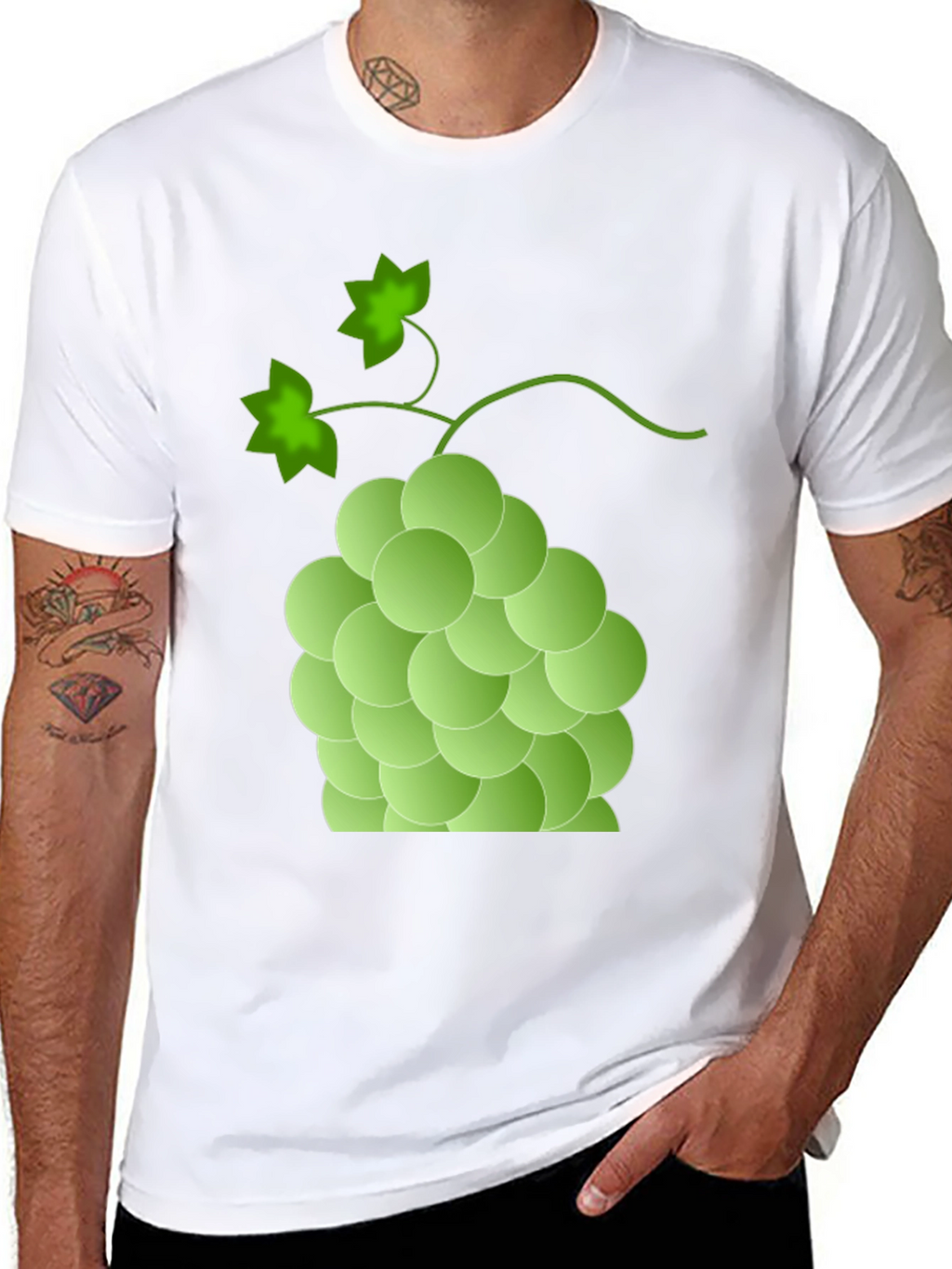 Green Grape Graphic T-Shirt - Casual Fruit Tee