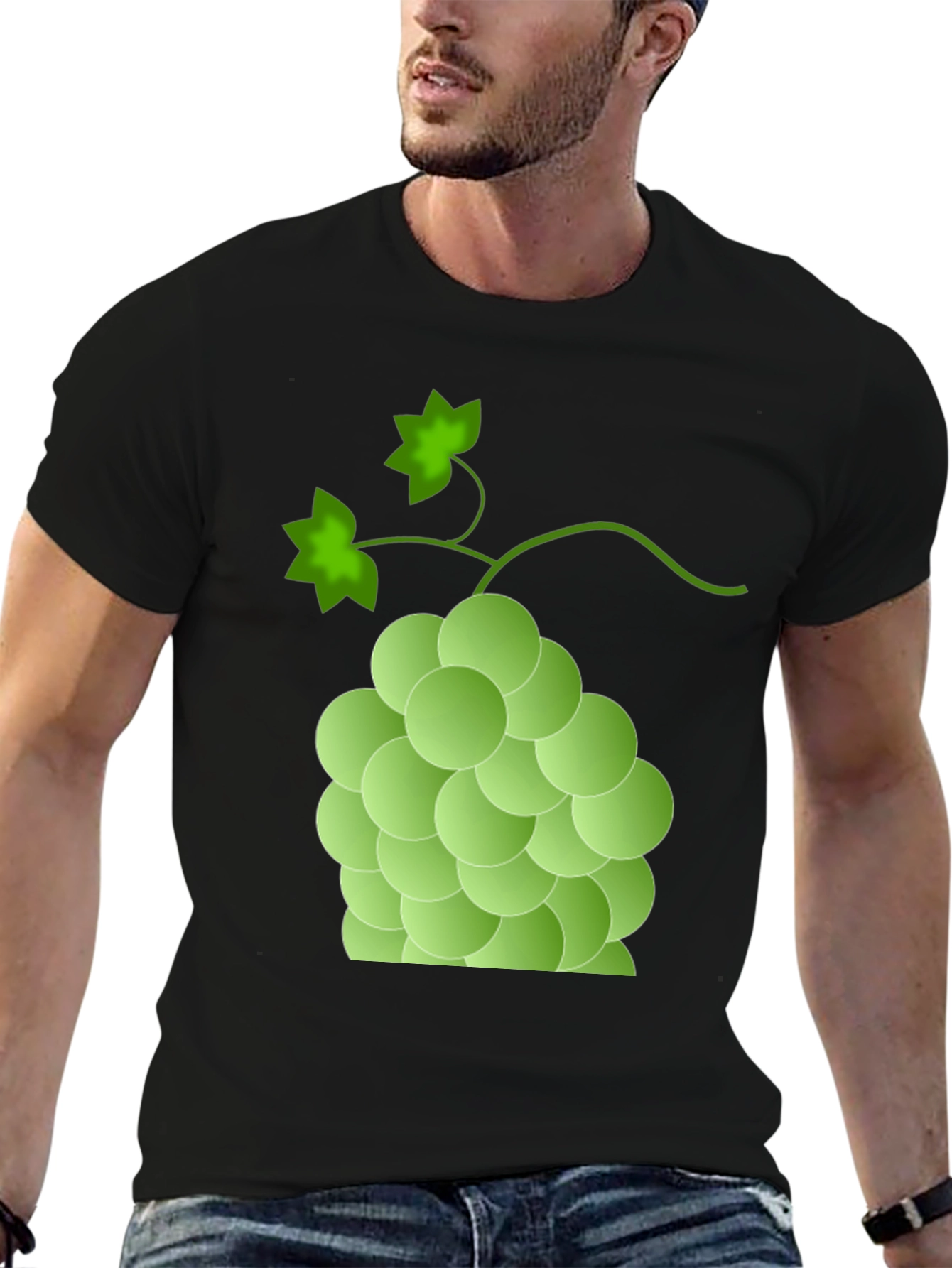 Green Grape Graphic T-Shirt - Casual Fruit Tee