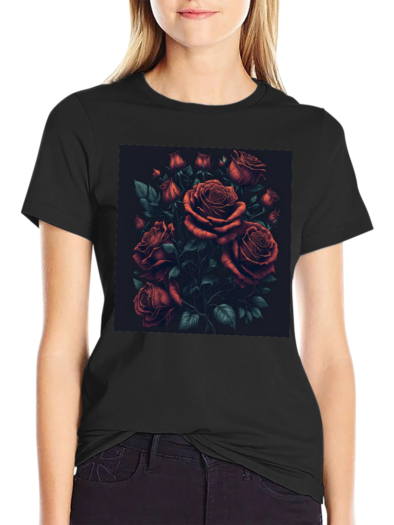 Elegant Rose Bouquet Graphic T-Shirt - Soft Cotton Blend