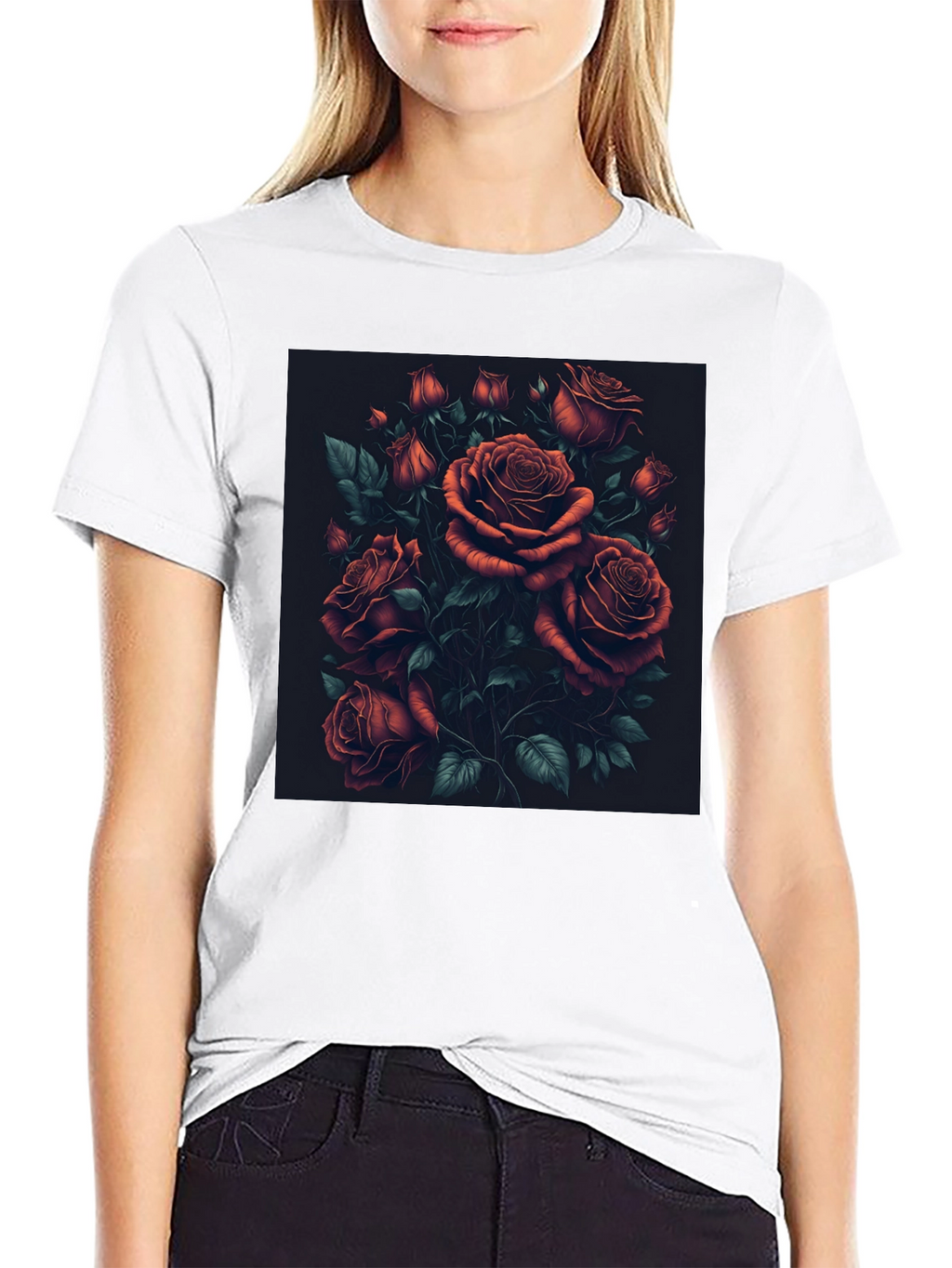 Elegant Rose Bouquet Graphic T-Shirt - Soft Cotton Blend