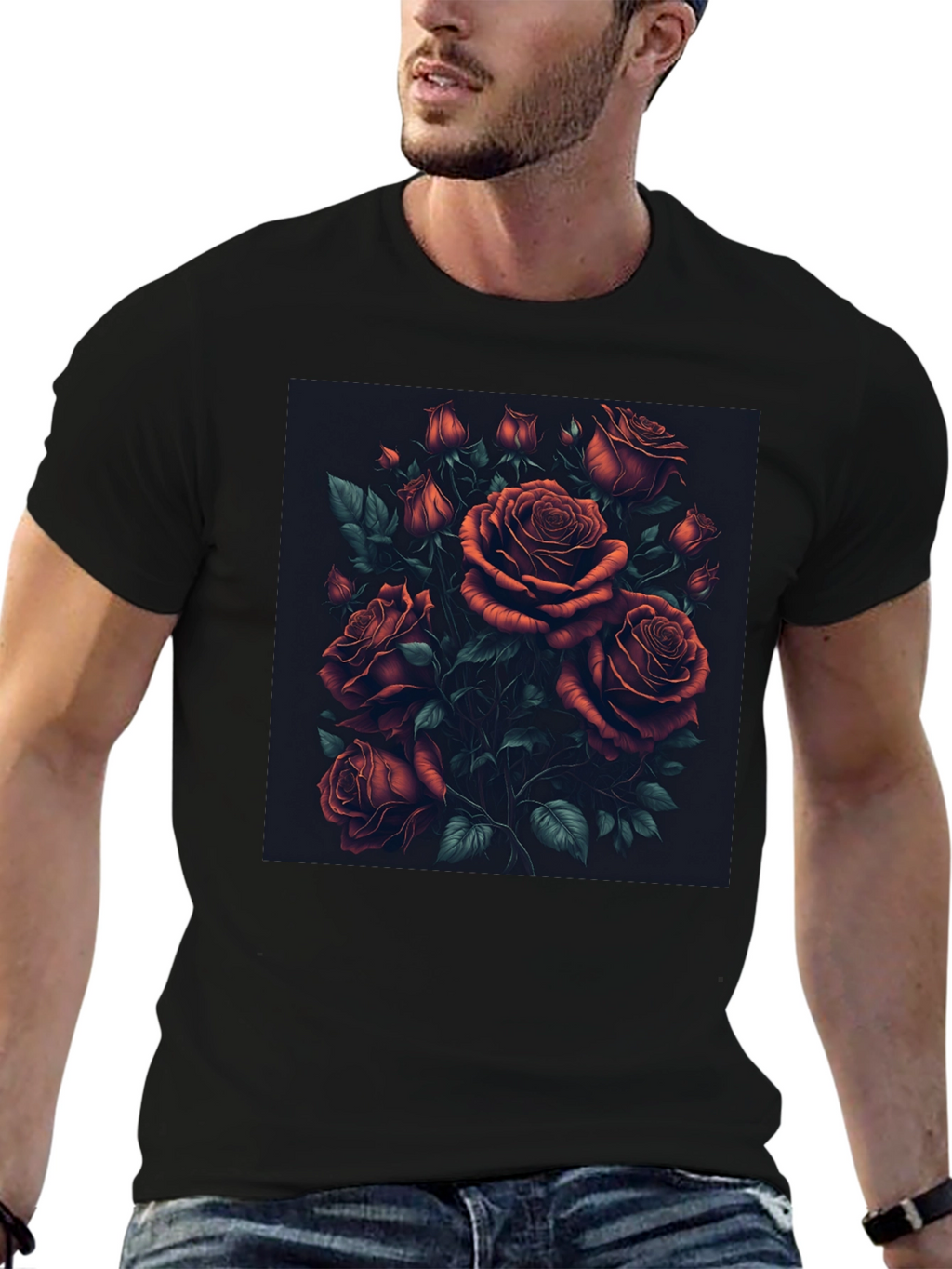 Elegant Rose Bouquet Graphic T-Shirt - Soft Cotton Blend
