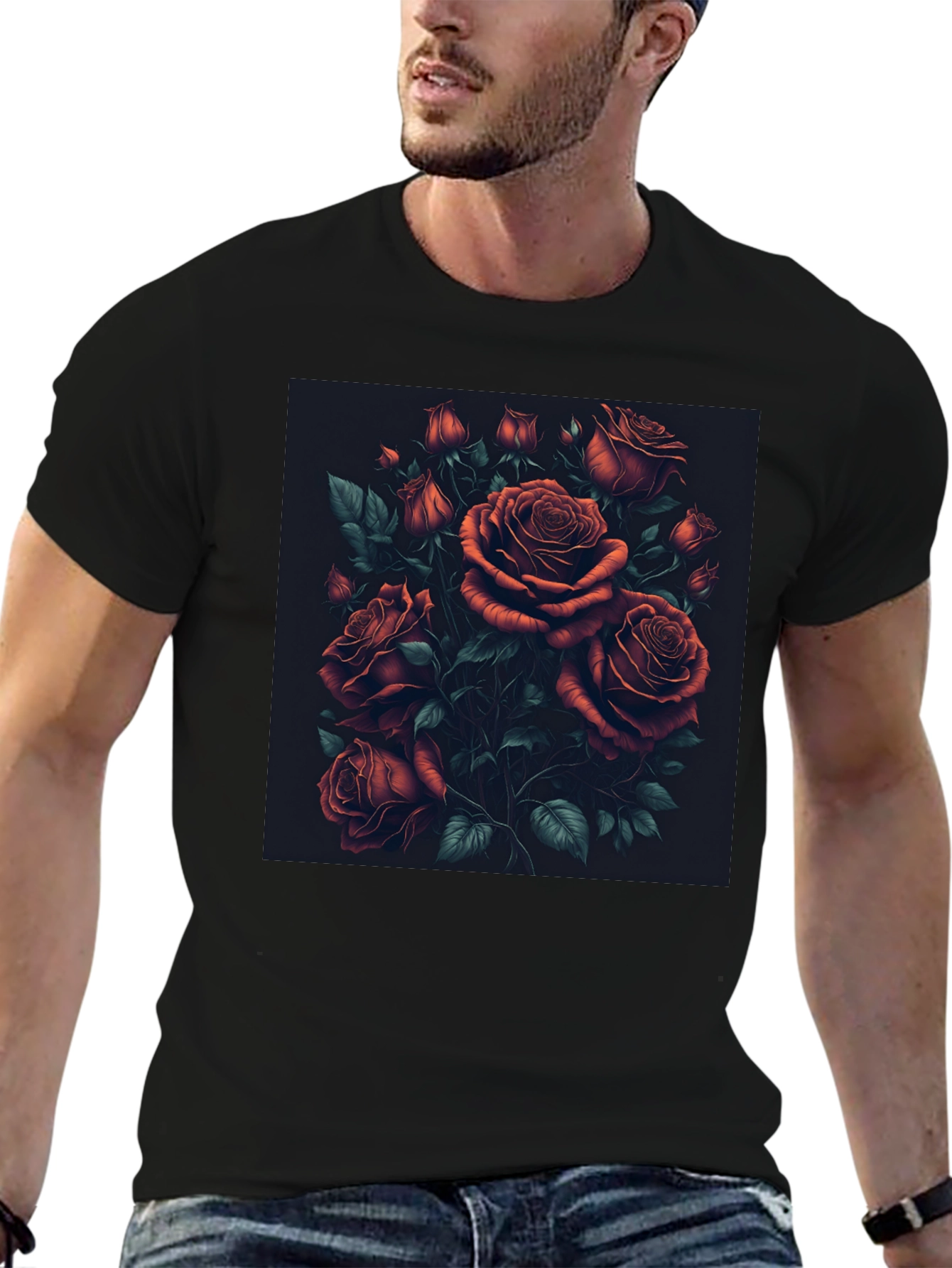 Elegant Rose Bouquet Graphic T-Shirt - Soft Cotton Blend