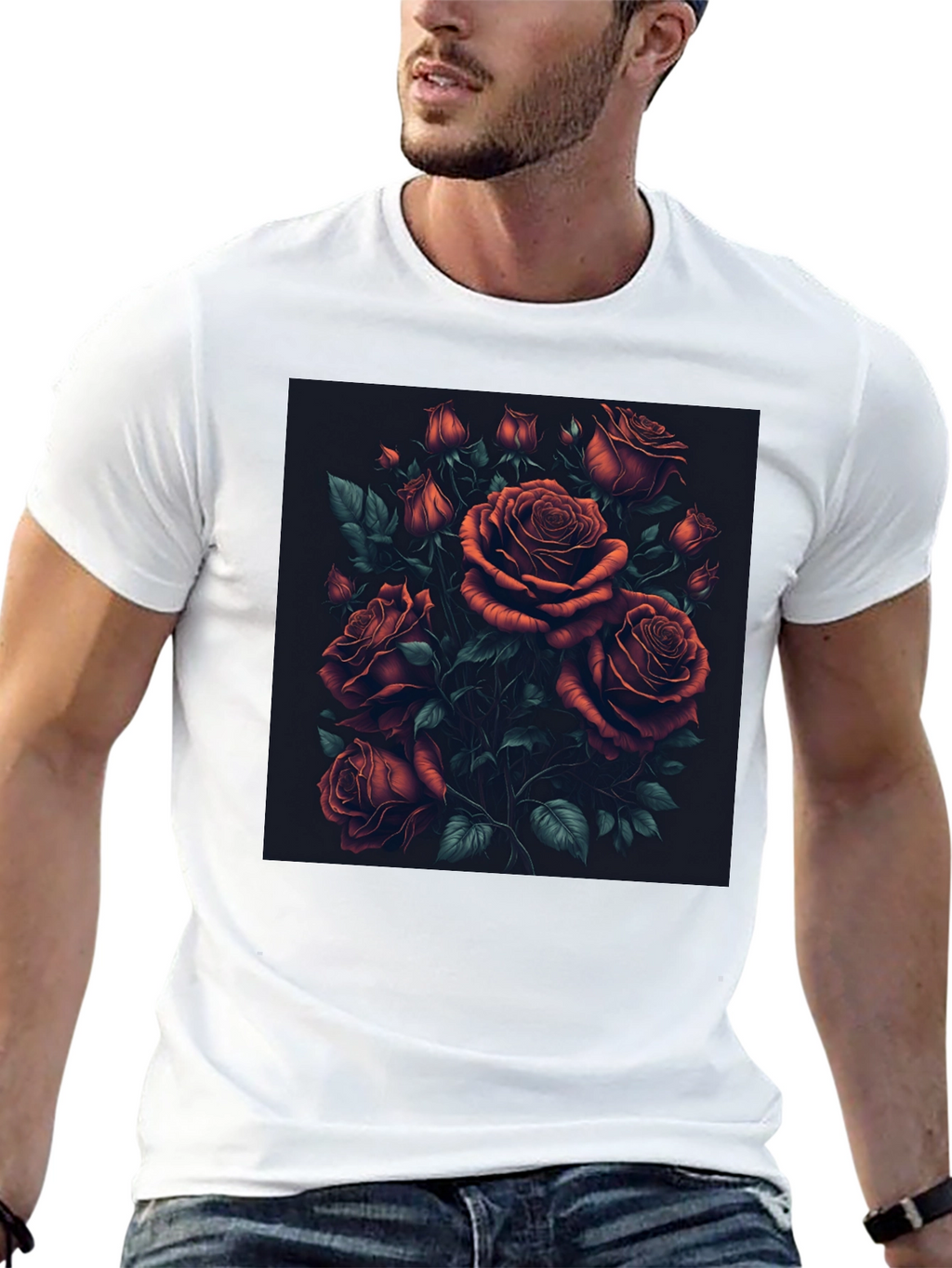Elegant Rose Bouquet Graphic T-Shirt - Soft Cotton Blend